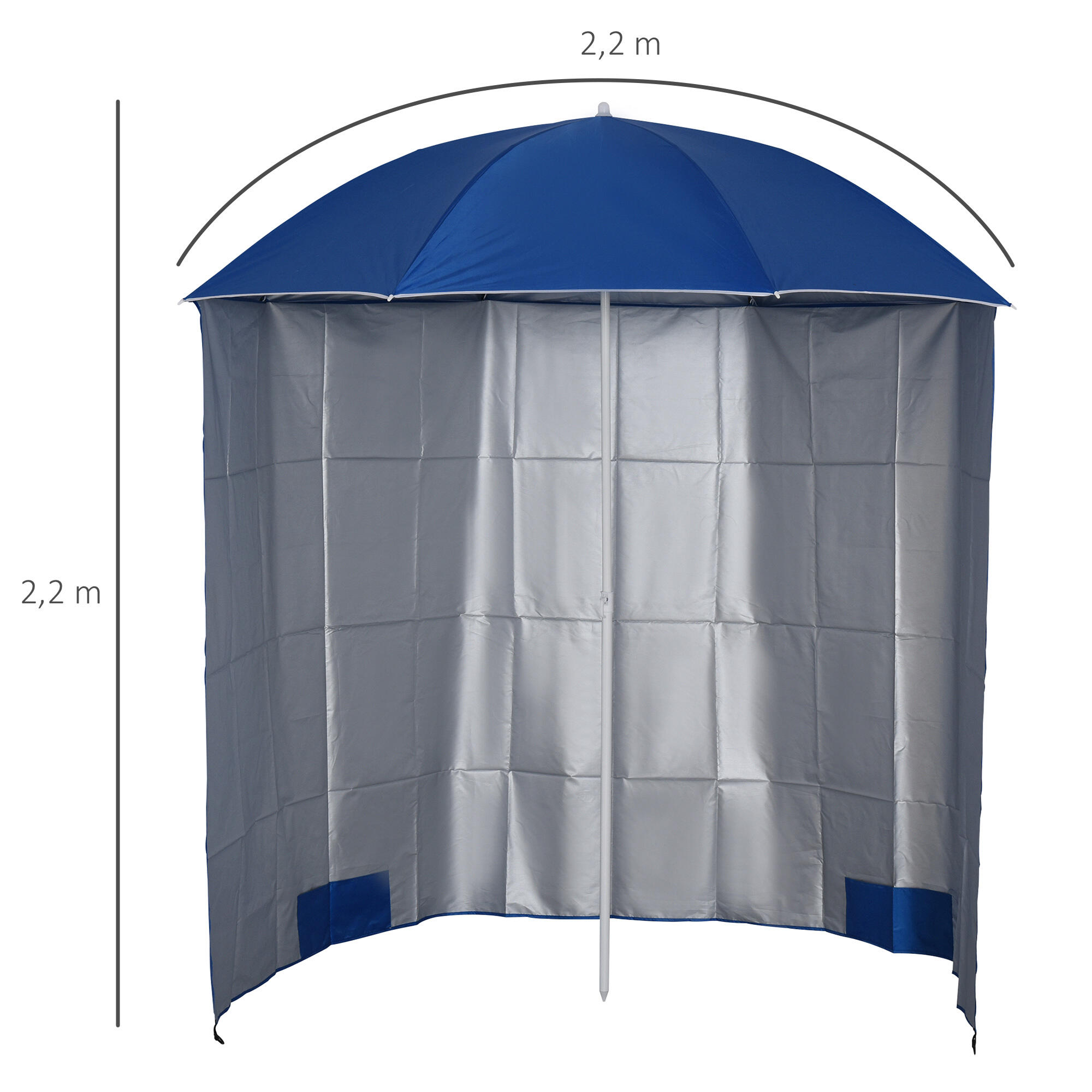 Chapéu de sol de praia ø220x220 cm azul Outsunny 3/7