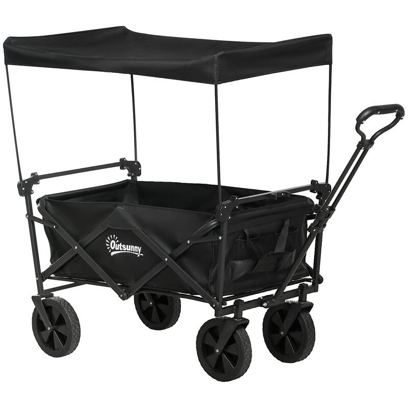 Carro de Transporte para Playa y Camping Outsunny 97x52x105 cm Negro