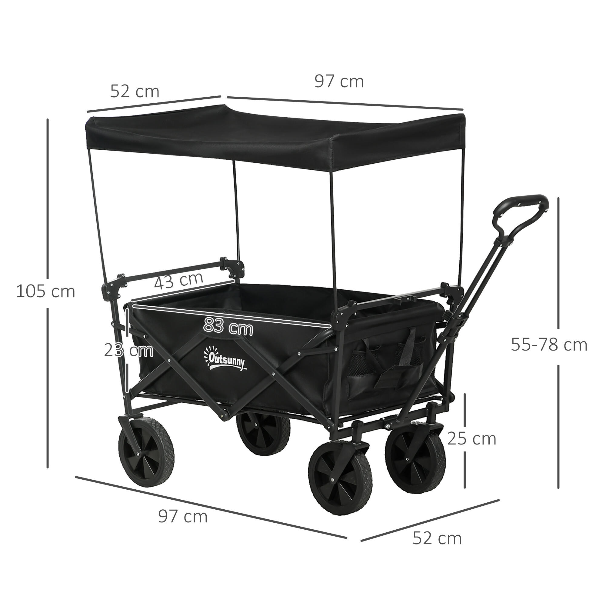Carrinho de transporte preto Outsunny 2/7