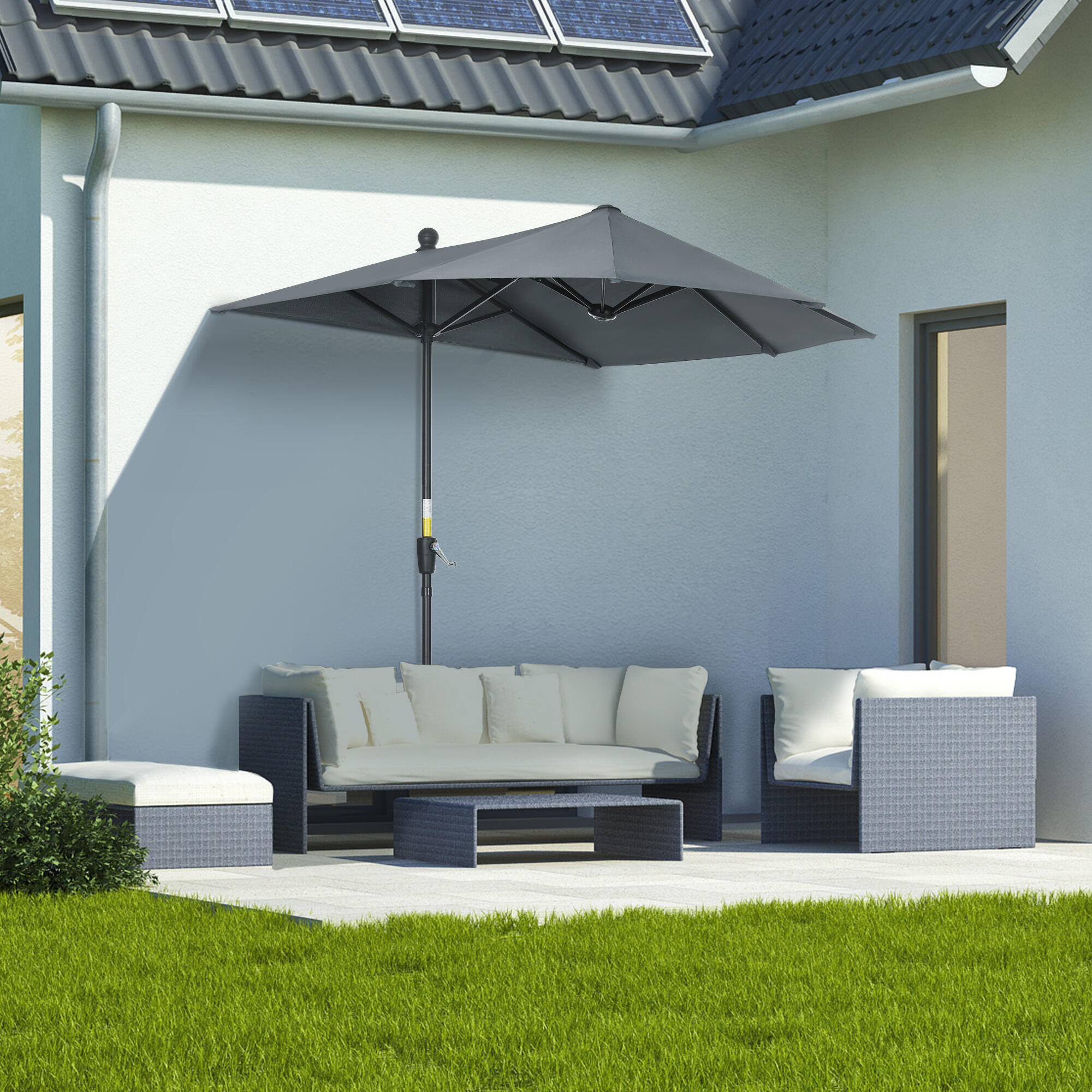 Sombrilla Outsunny 190x200x240 cm Gris 2/7