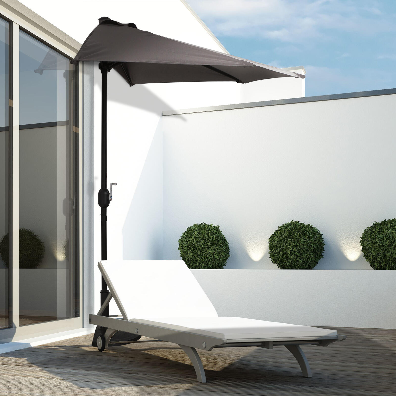 Chapéu de Sol Semicircular Outsunny 269x138x236cm Cinza escuro 2/7