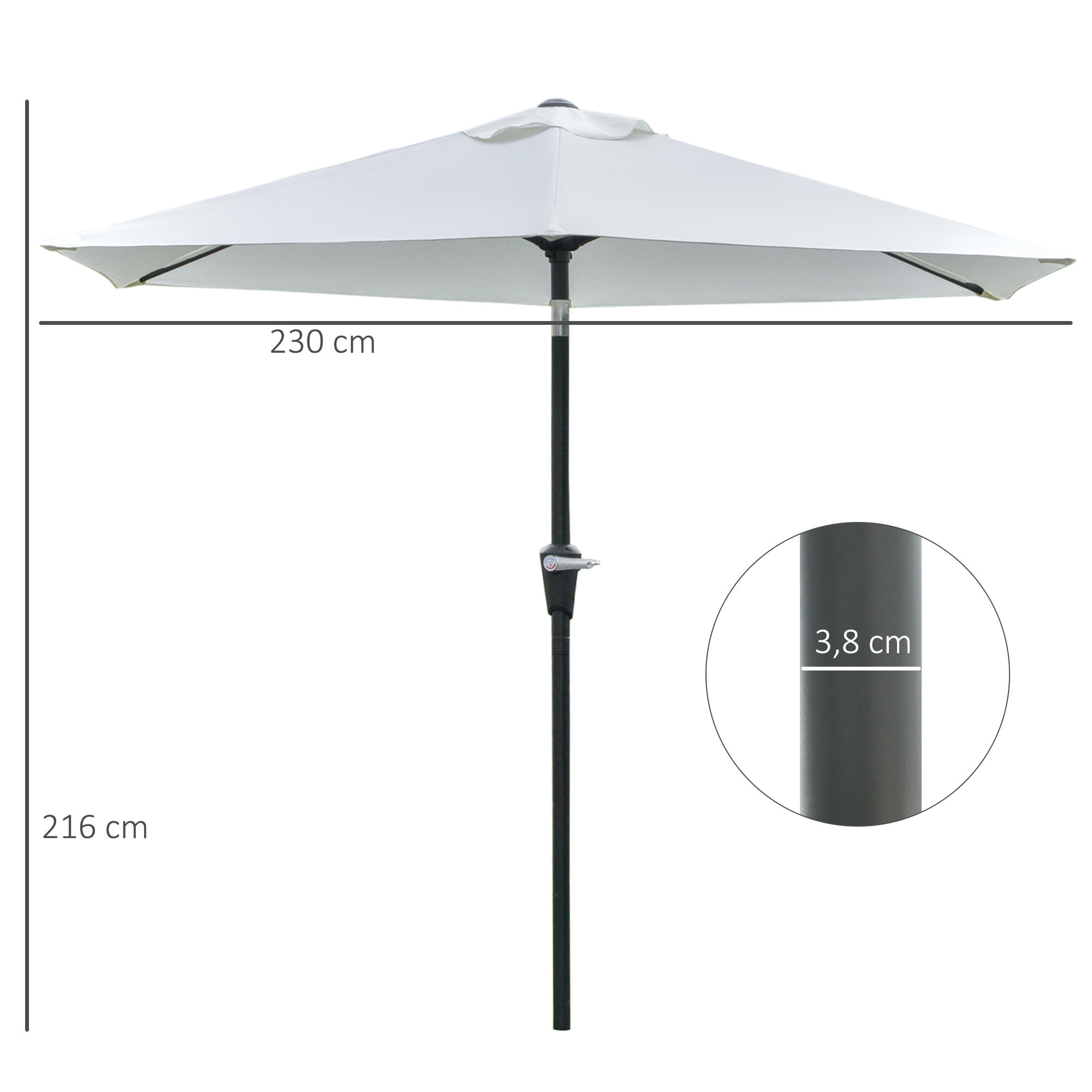 Sombrilla Outsunny 230x230x216 cm Crema 3/7