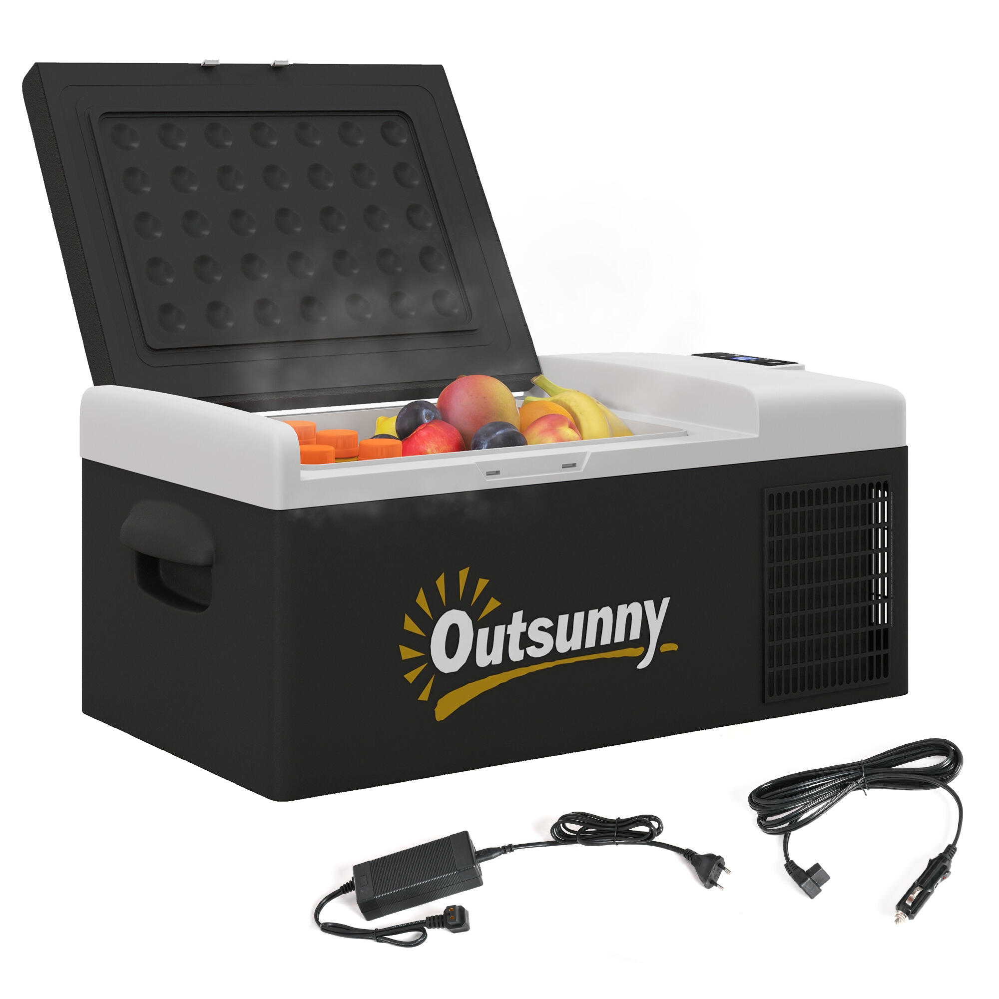 Nevera de Coche Outsunny 60x32x26 cm Negro y Gris 1/7