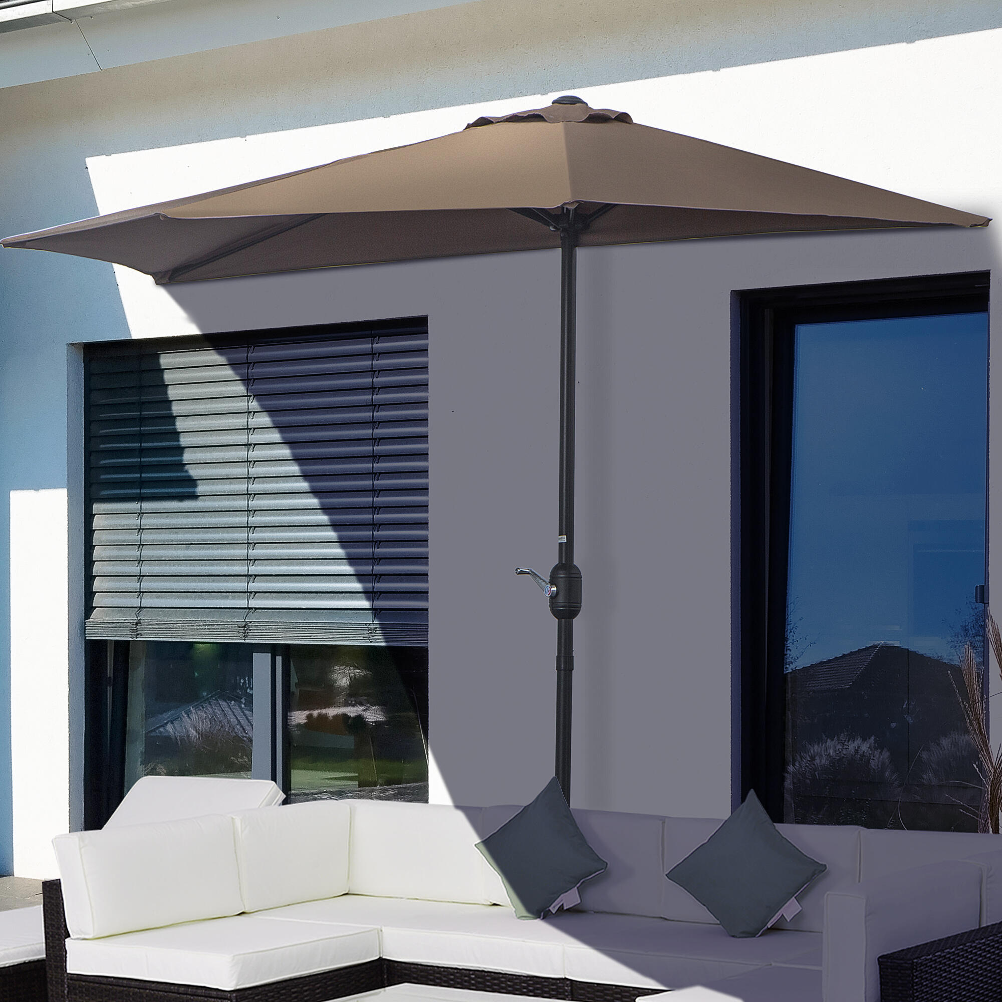 Chapéu de Sol Semicircular Outsunny 269x138x236cm Marrom 2/7