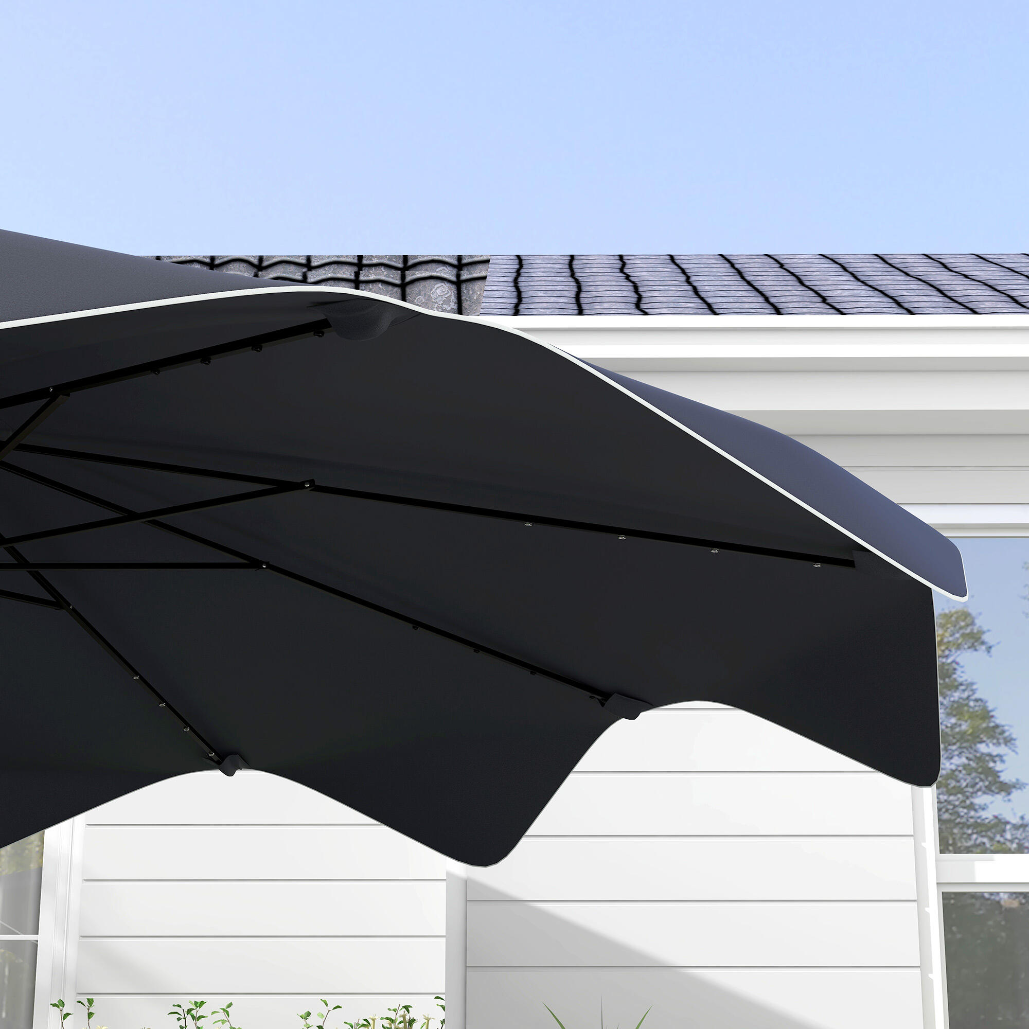 Sombrilla Outsunny 292x292x248 cm Gris Oscuro 5/7