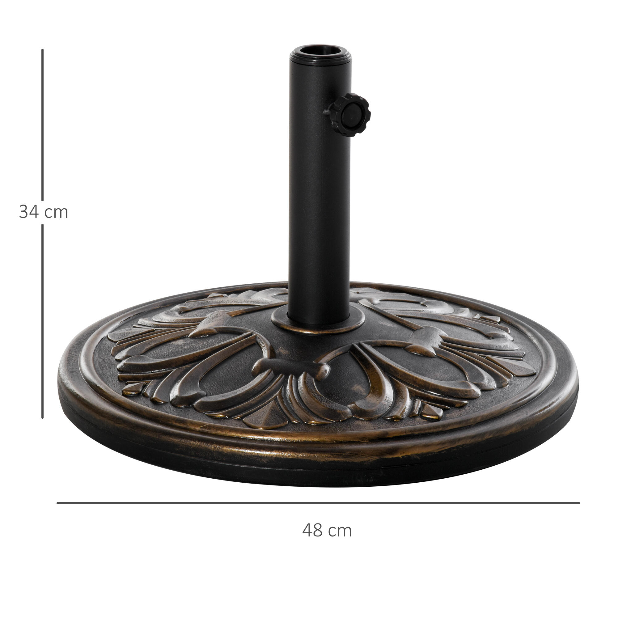 Base para chapéu ø48x34 cm preto e bronze Outsunny 3/7