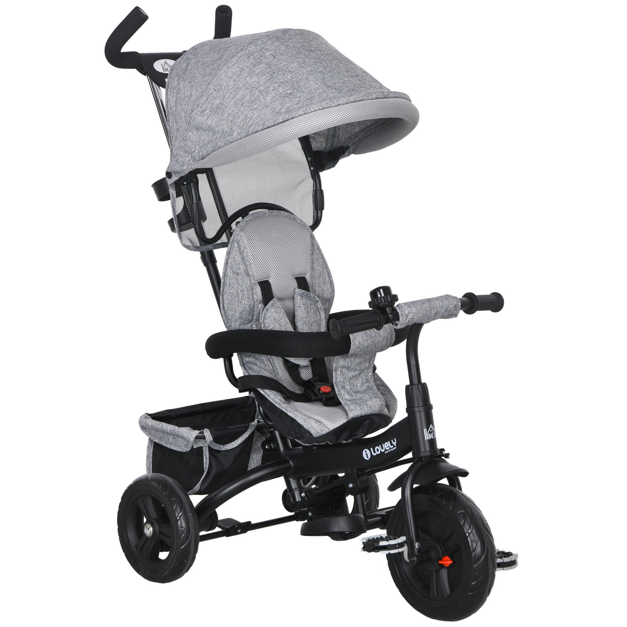 HOMCOM Triciclo para bebés 95x50x106 cm cinzento HOMCOM