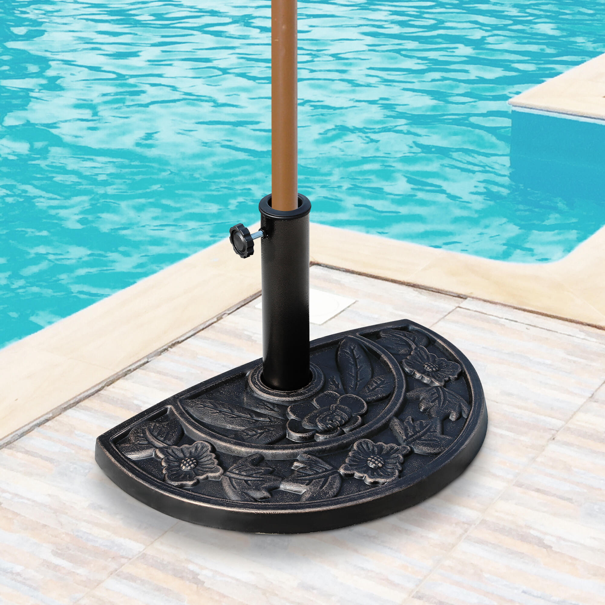 Base chapéu de sol 50x31x32 cm bronze e preto Outsunny 2/7
