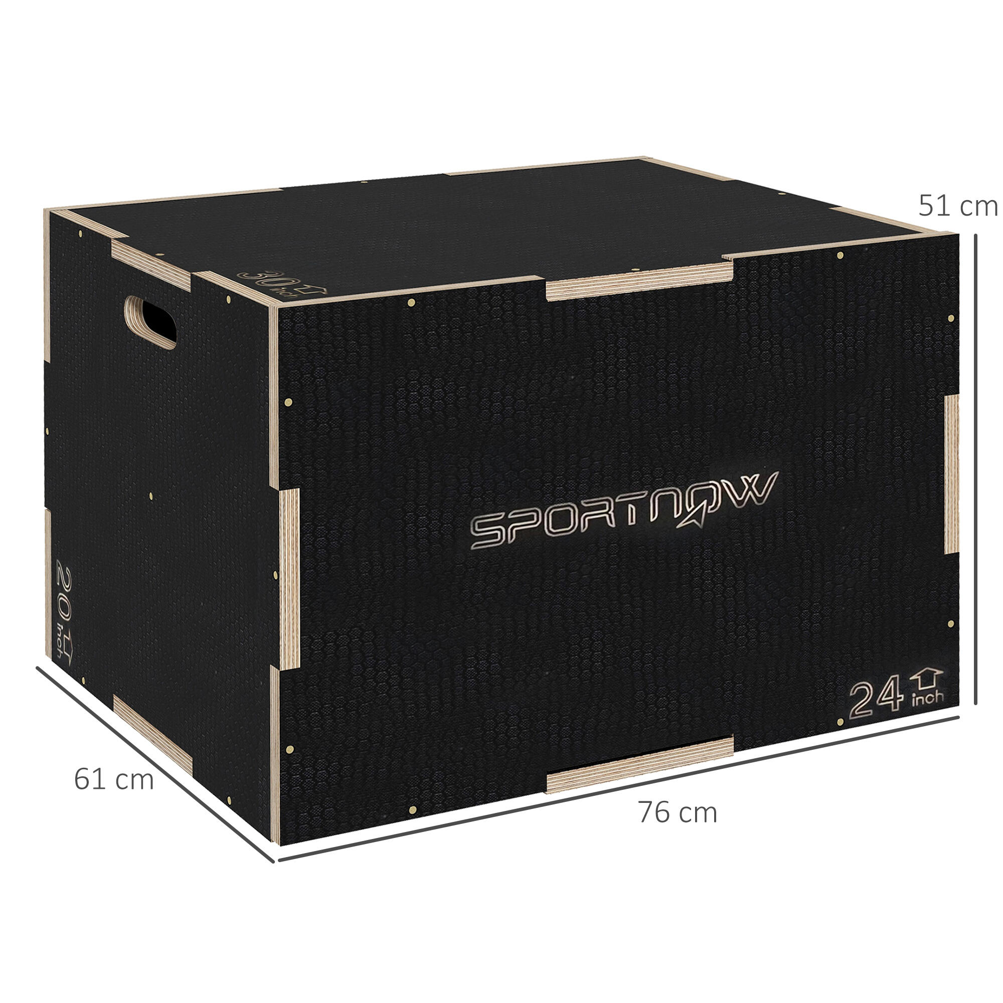 Caixa pliométrica 76x61x51 cm preto SPORTNOW 3/7