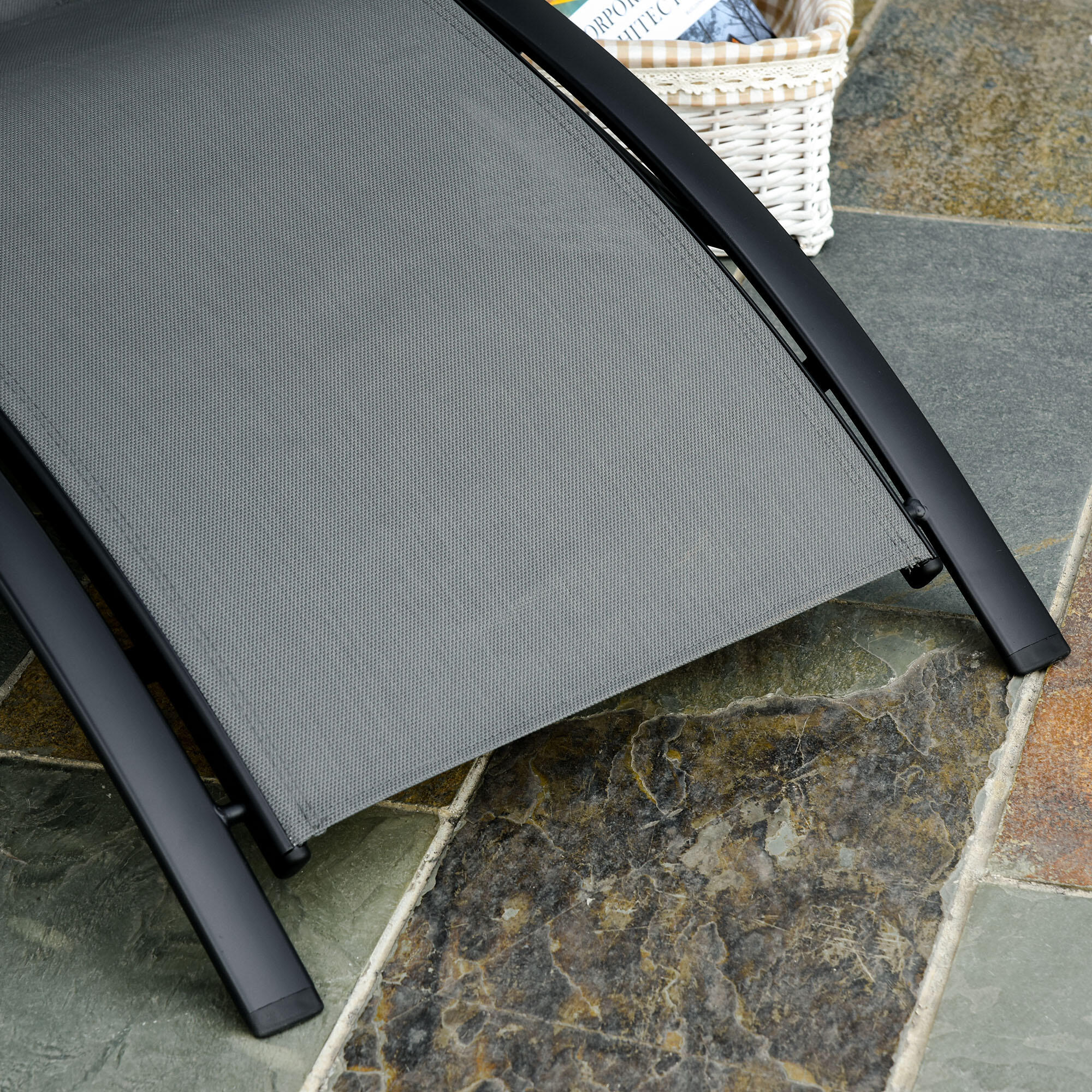Tumbona Reclinable Outsunny 171x64x82 cm Gris Oscuro 5/7