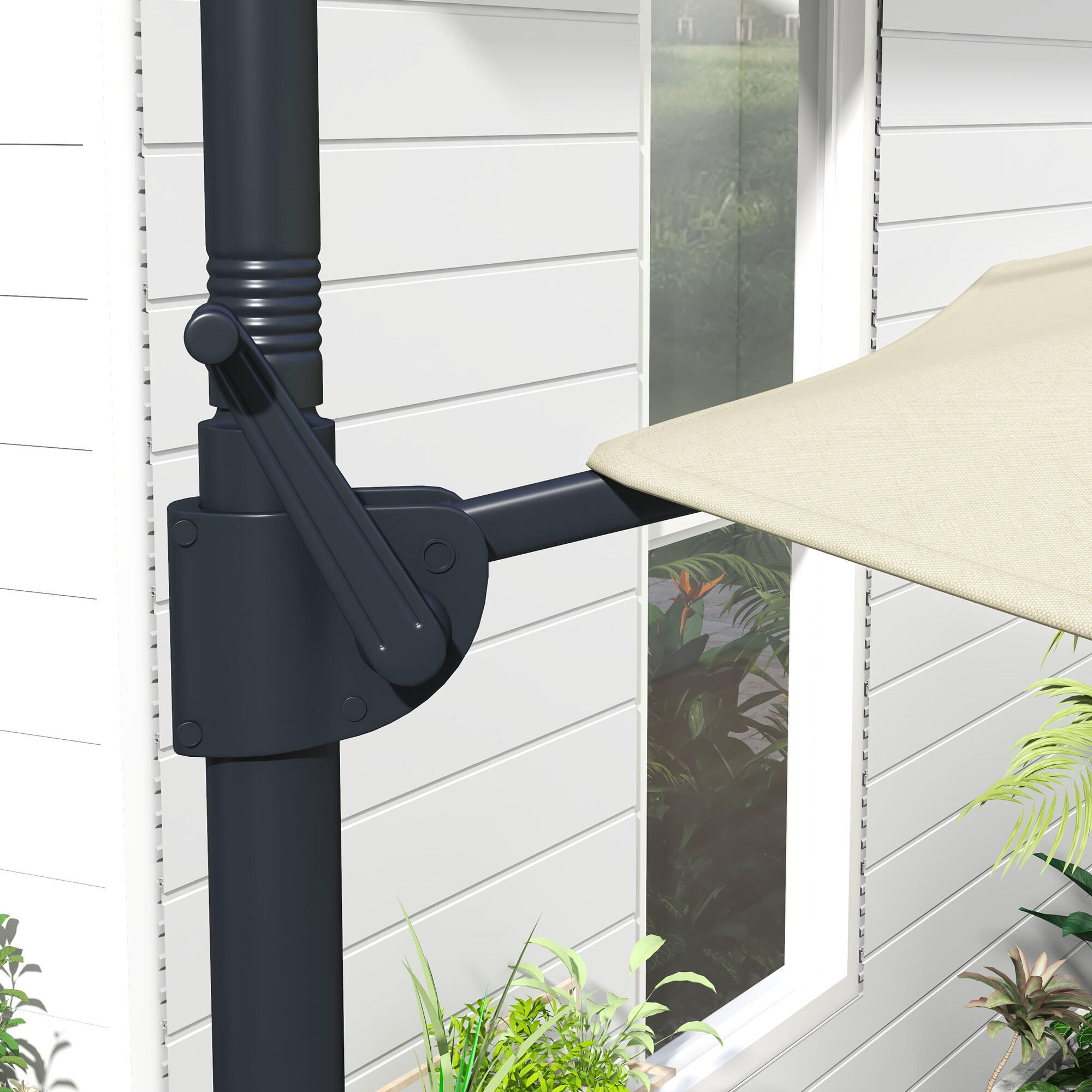 Sombrilla Outsunny 294x294x242 cm Crema 5/7