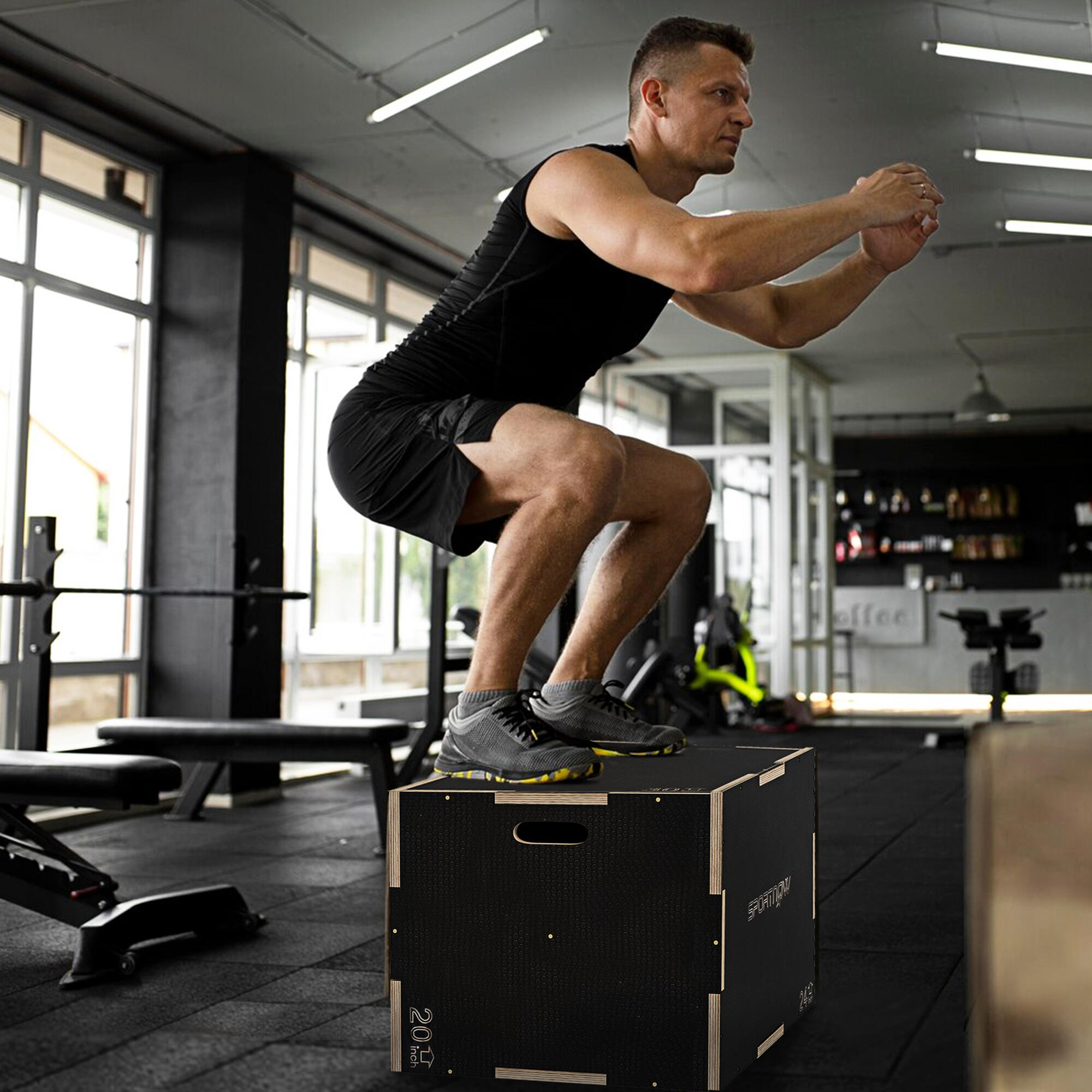 SPORTNOW Box Jump Pliometrico a 3 Altezze Antiscivolo 76-61-51cm Nero 2/7