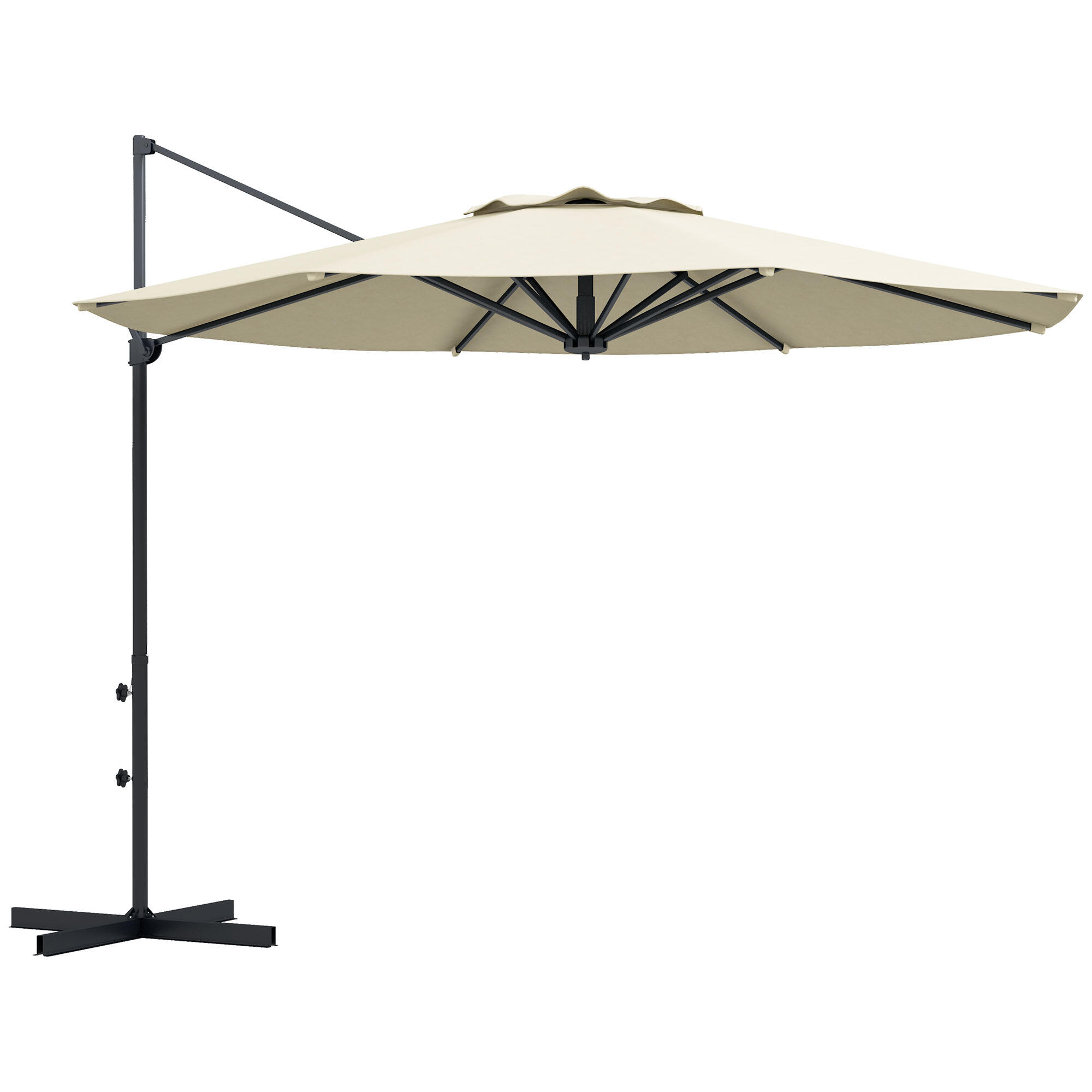 Chapéu de sol ø294x242 cm creme branco Outsunny