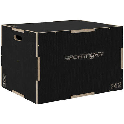 SPORTNOW Box Jump Pliometrico a 3 Altezze Antiscivolo 76-61-51cm Nero