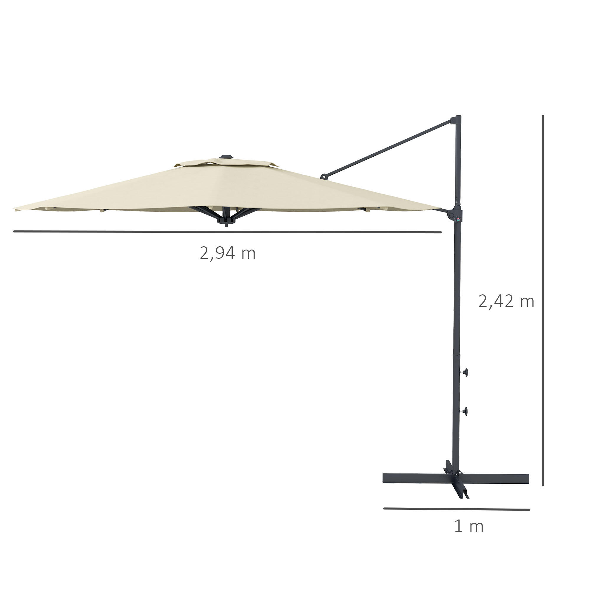 Sombrilla Outsunny 294x294x242 cm Crema 3/7
