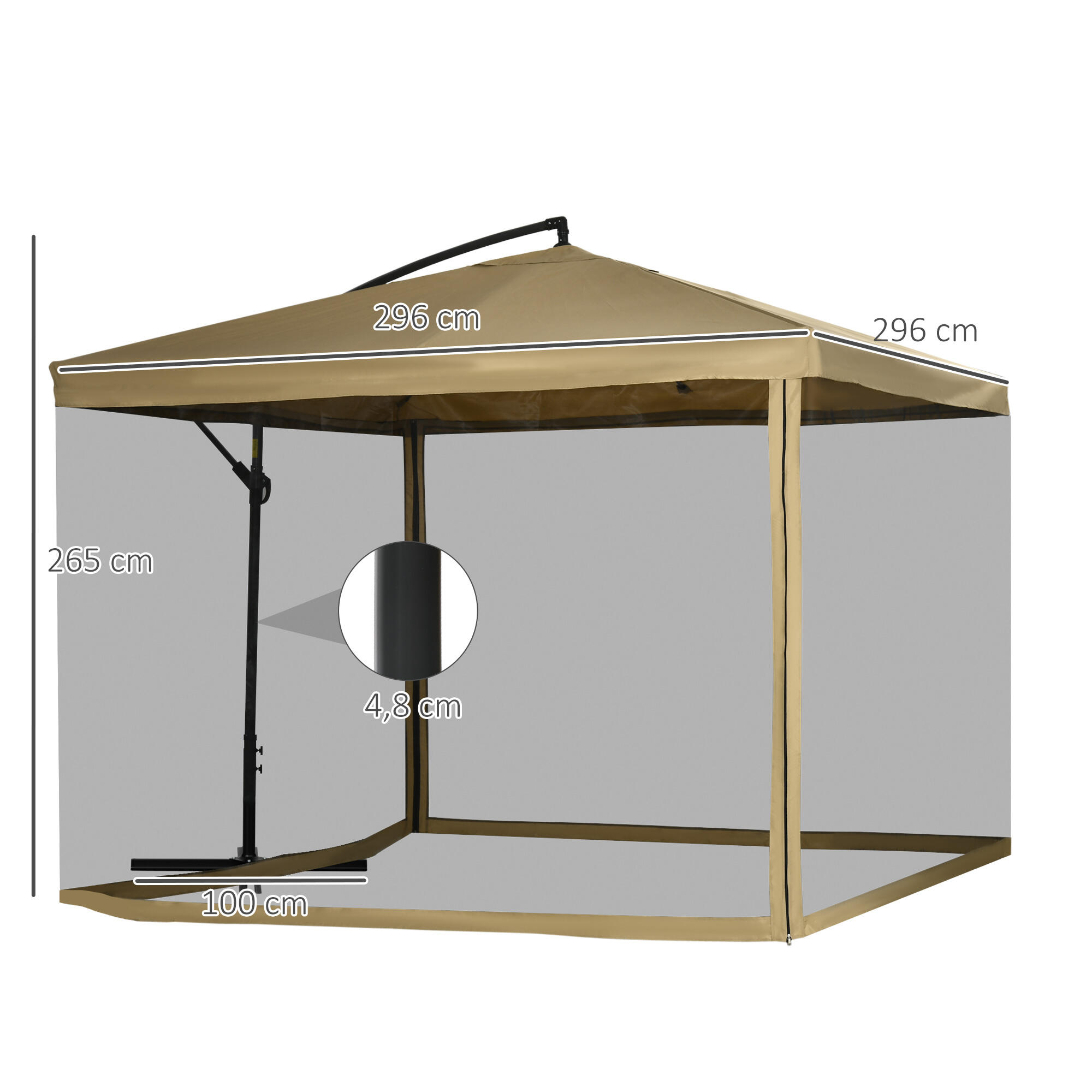 Sombrilla inclinable con manivela Outsunny 296x296x265 cm beige 3/7