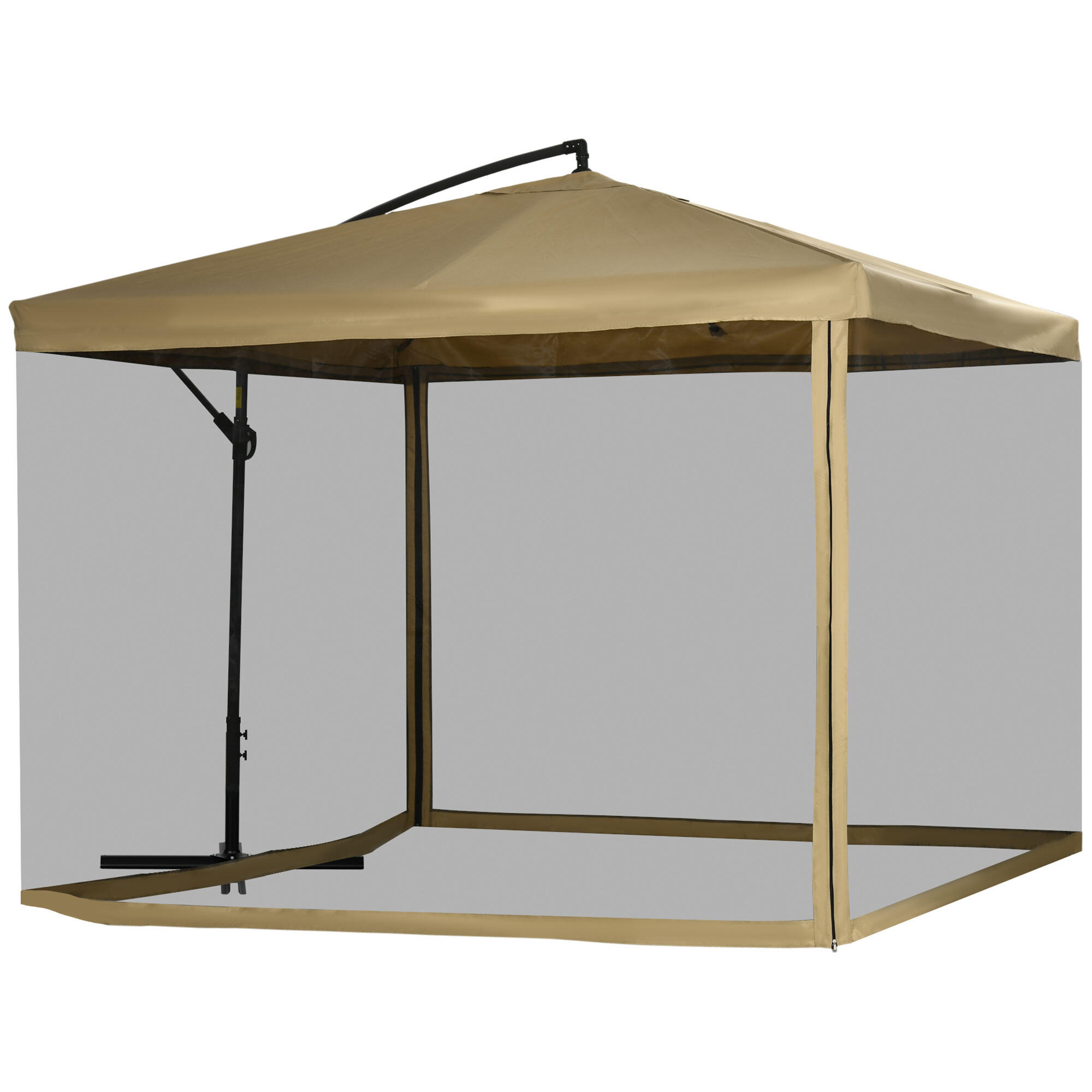 Chapéu de sol excêntrico 296x296x265 cm beige Outsunny