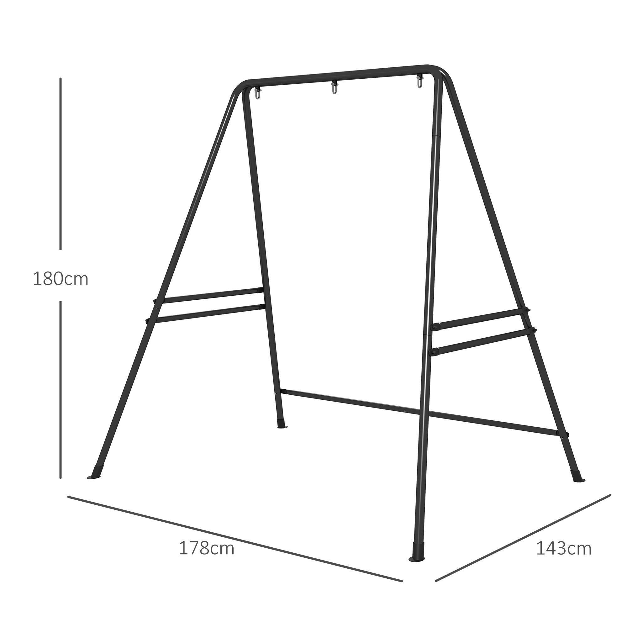 Soporte Silla Colgante Outsunny 178x143x180 cm Negro 3/7