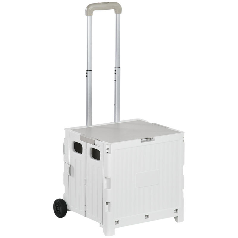 Carro de Transporte para Playa y Camping HOMCOM 41,5x32,5x85 cm Blanco