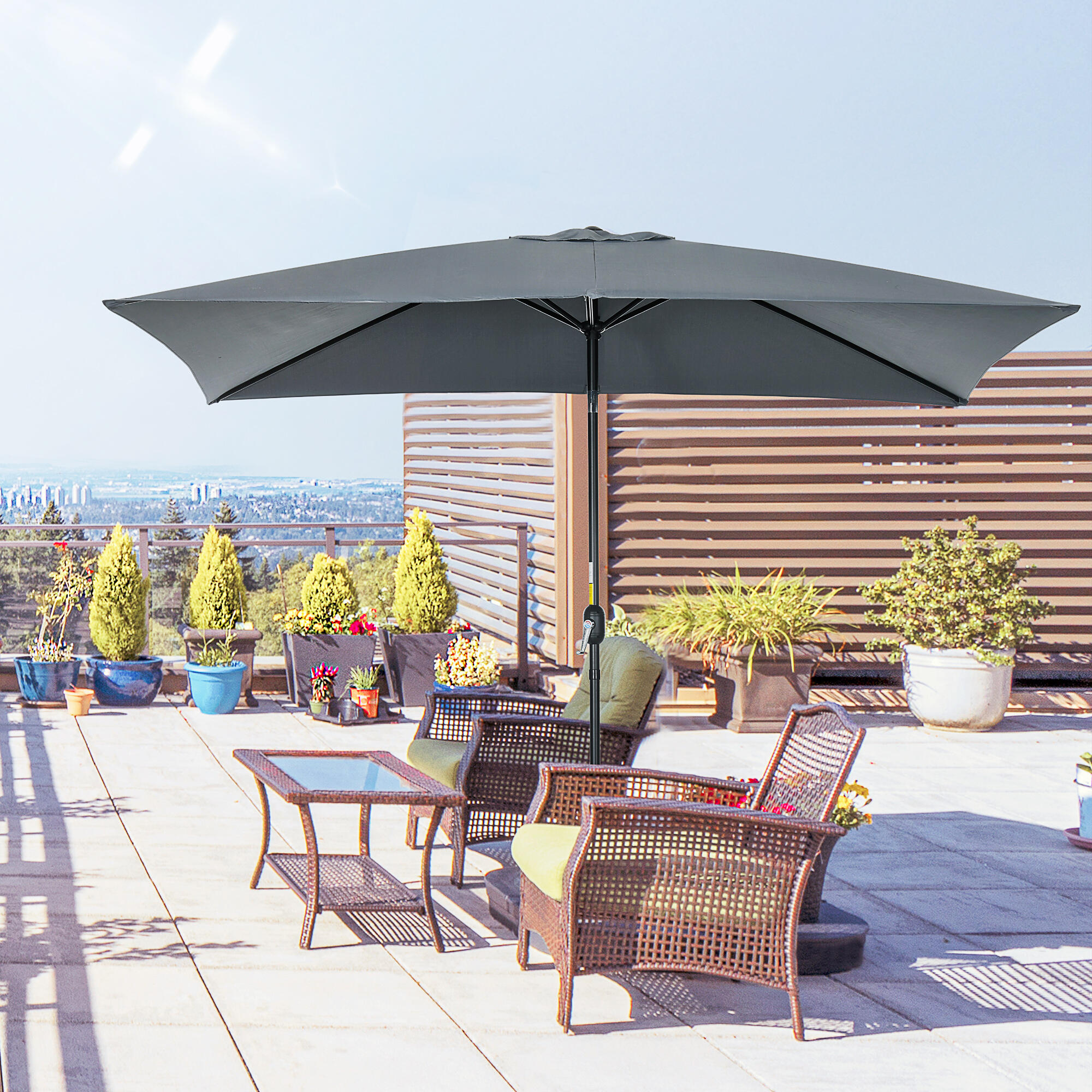 Sombrilla Outsunny 195x295x253 cm Gris Oscuro 2/8