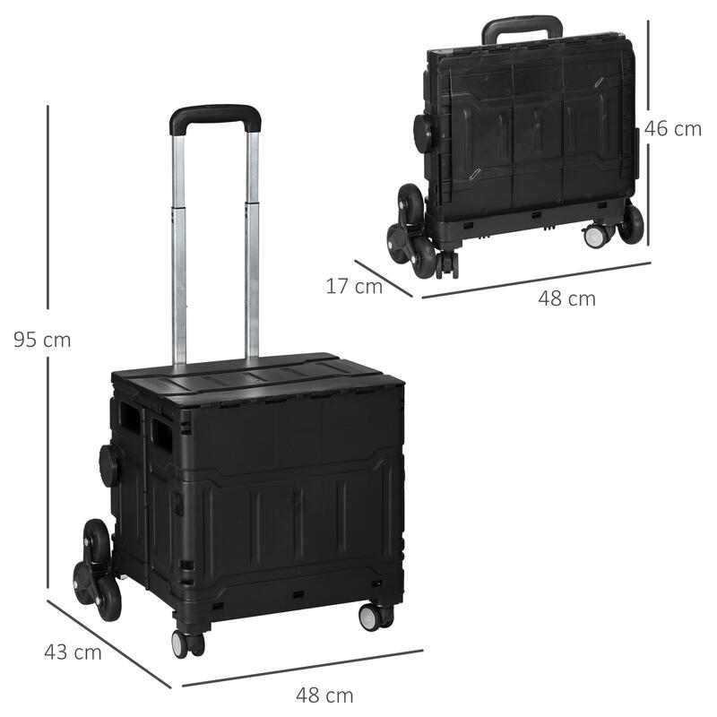 Carrito de Compra HOMCOM 48x43x95 cm Negro