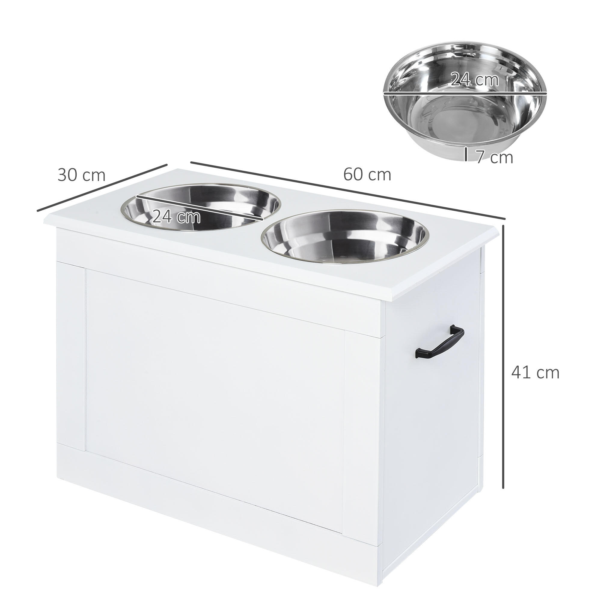 Comedero para Perros PawHut 60x30x41 cm Blanco 3/7