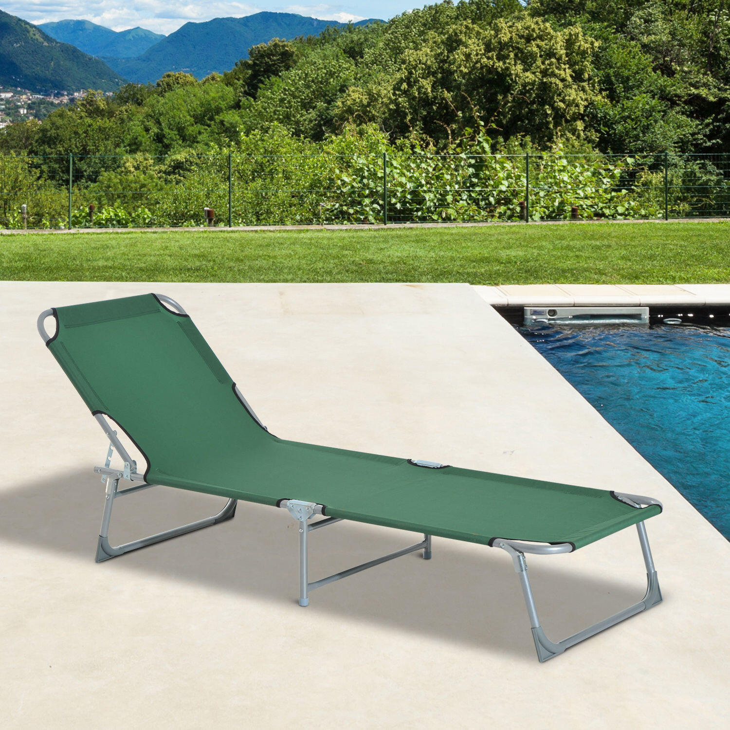 Espreguiçadeira dobrável 187x58x28 cm verde Outsunny 2/7