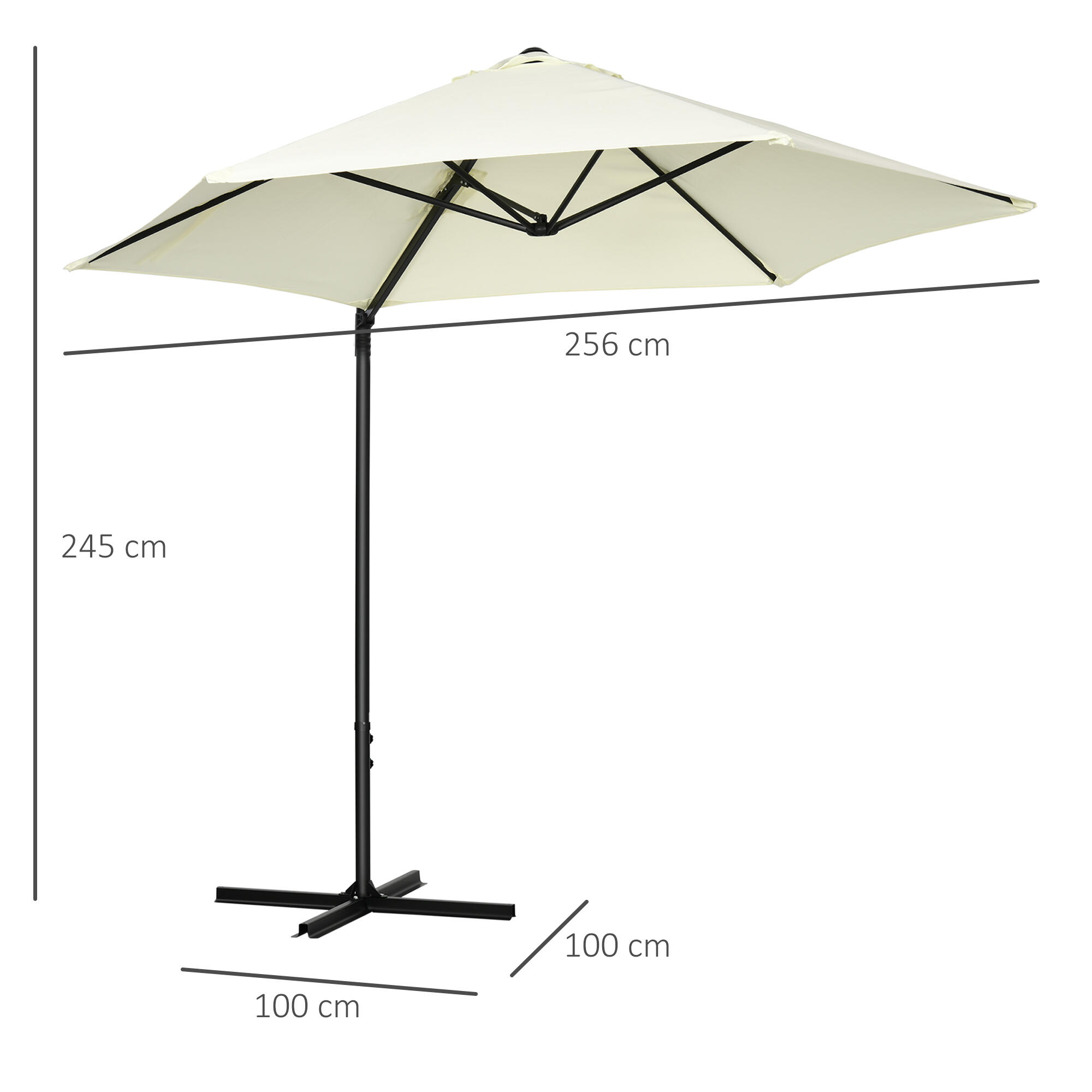 Sombrilla rotación de 360° Outsunny 256x256x245 cm beige 3/7
