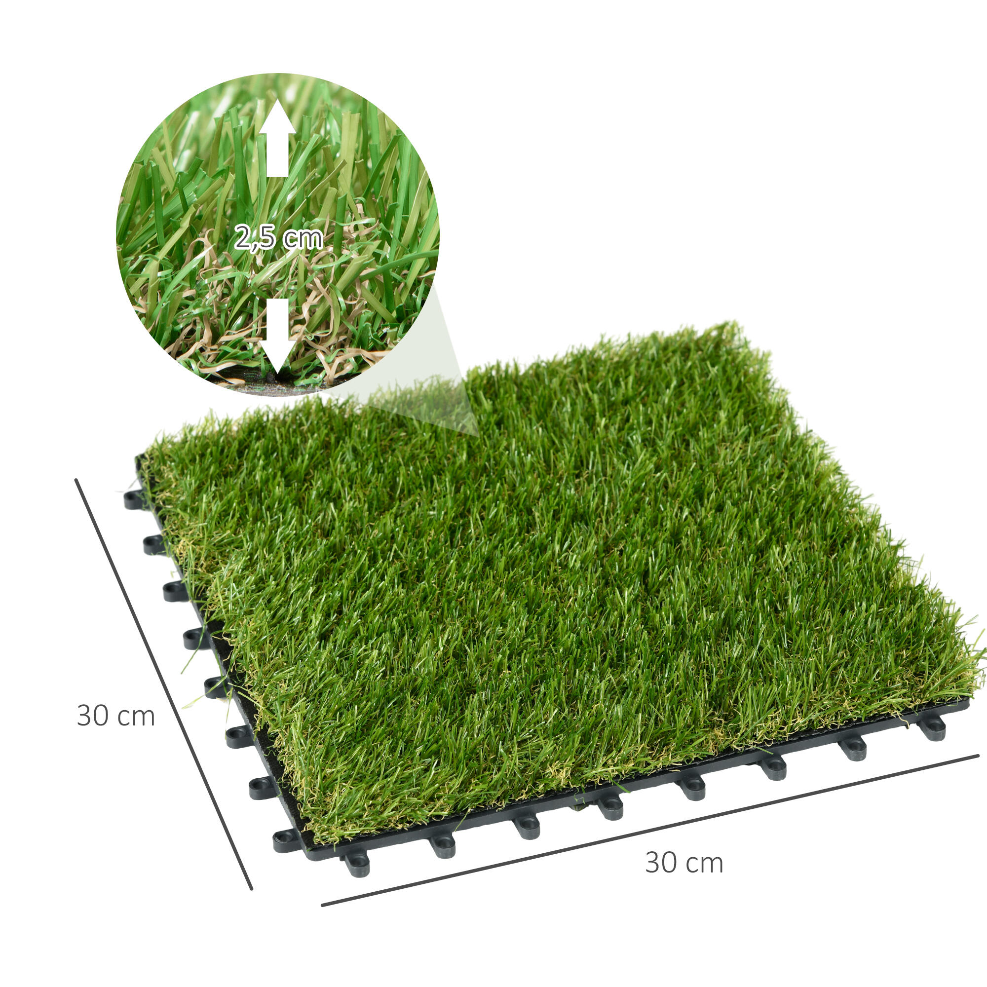 Relva atificial 30x30x3,5 cm verde Outsunny 3/7
