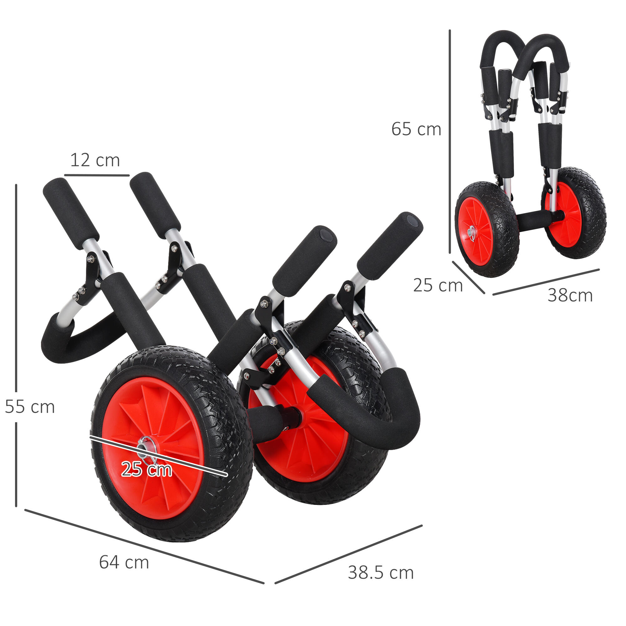 Carrito de Transporte HOMCOM 64x55x38.5 cm Negro y Rojo 3/7
