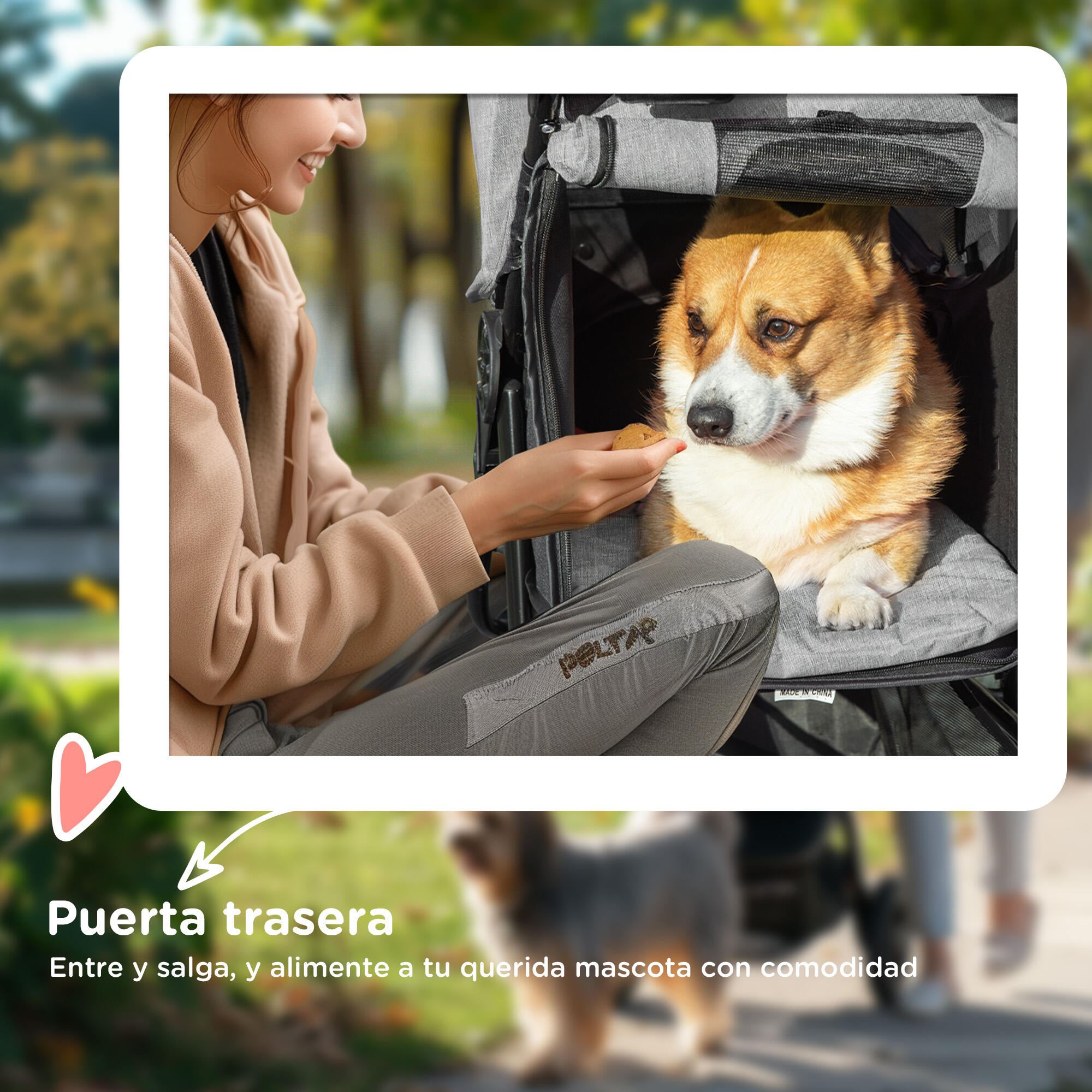 Cochecito para Mascotas PawHut 109,5x57,5x106,5 cm Gris 6/7