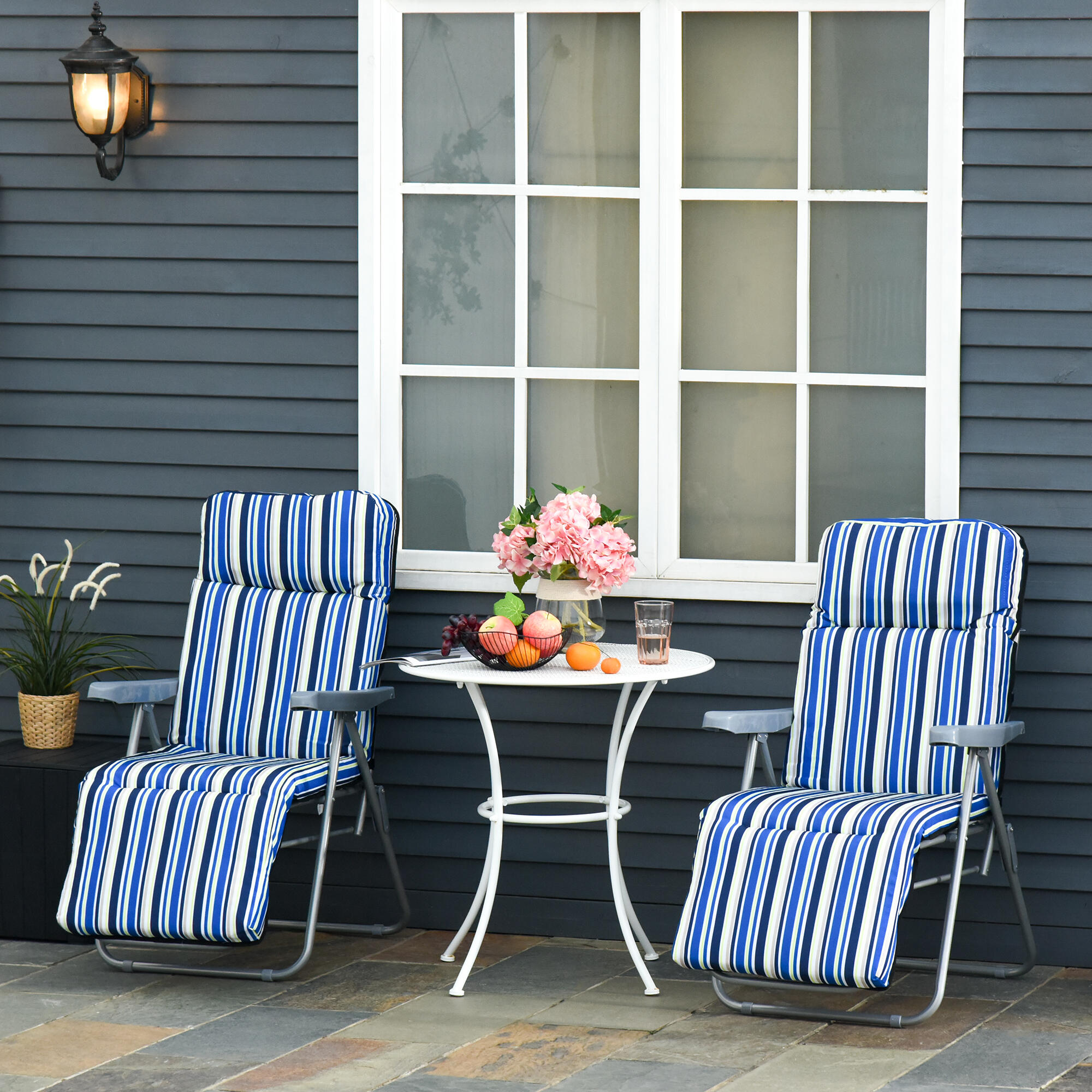 Tumbonas Outsunny 60x75x102 cm Azul 2/7