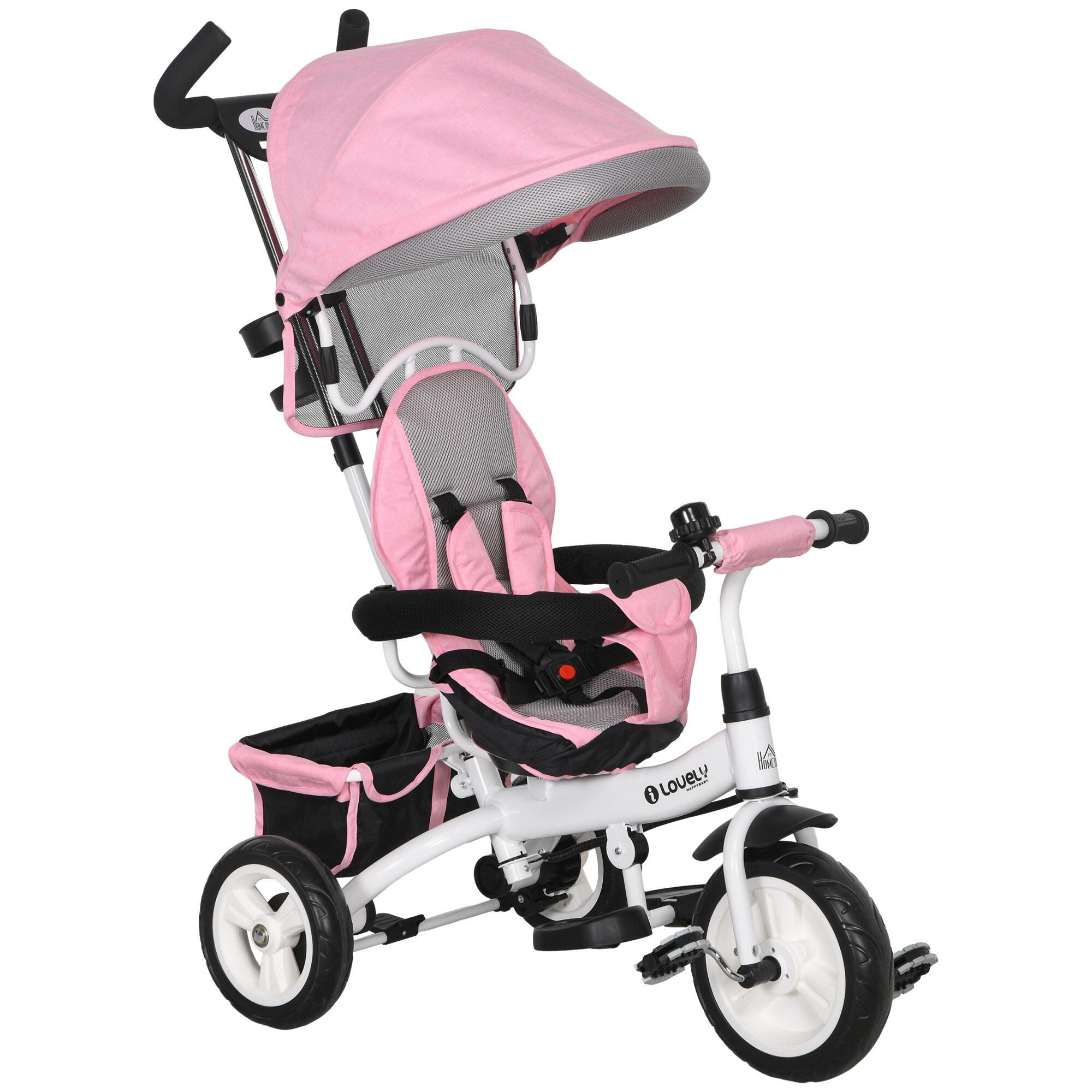 HOMCOM Triciclo para bebés 95x50x106 cm rosa HOMCOM