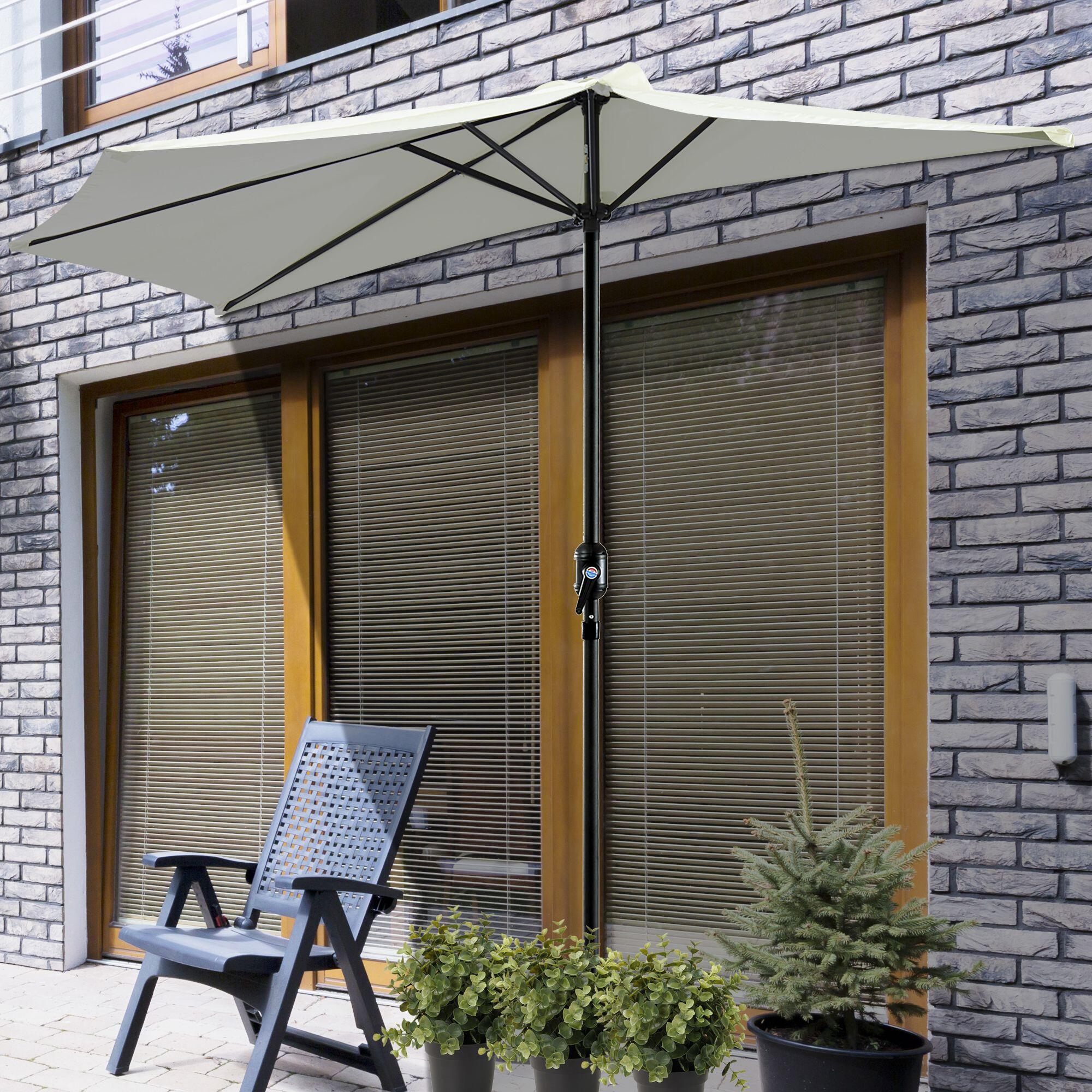 Sombrilla Outsunny Metal, Poliéster Crema 269x138x236 cm 84D-007CW 2/7