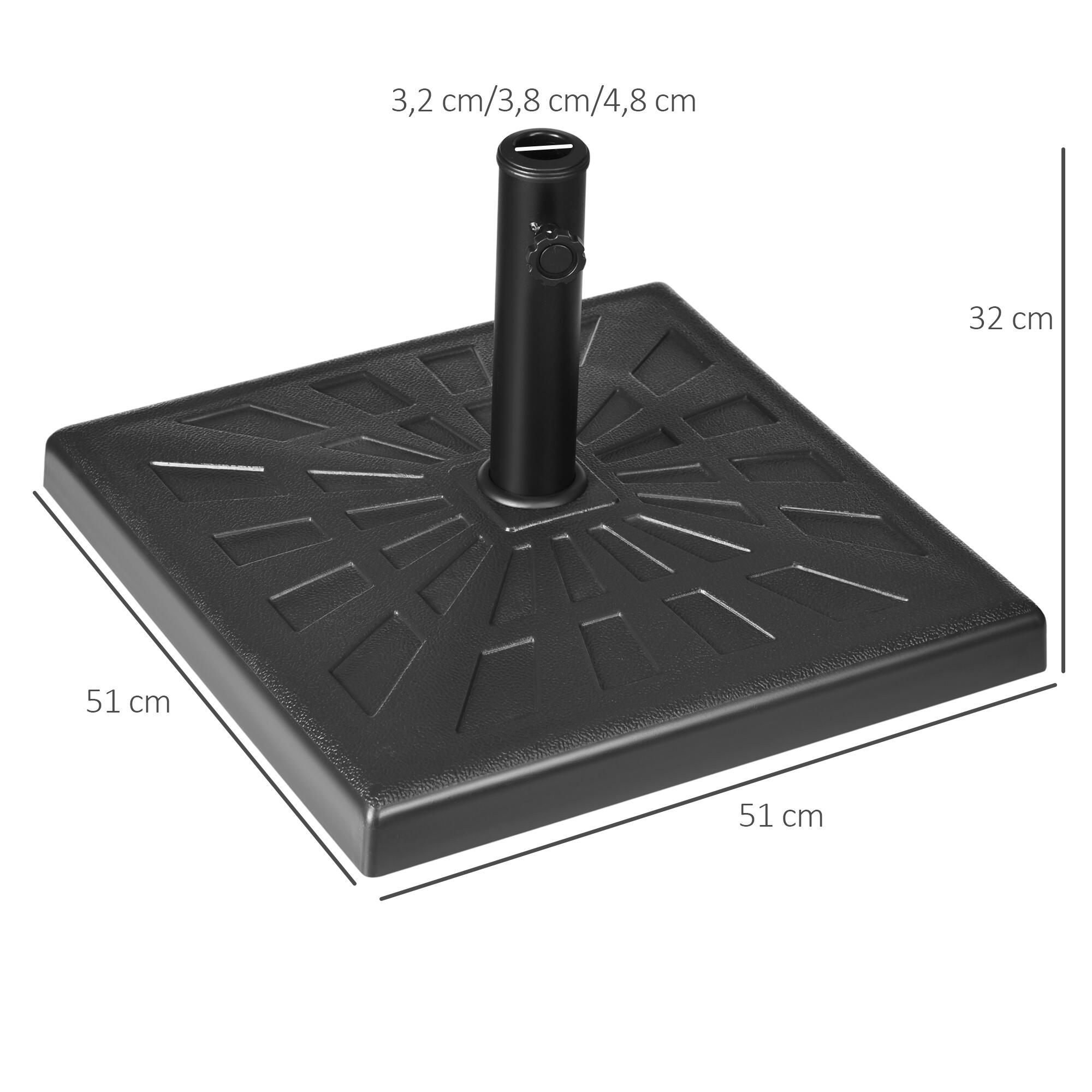 Base chapéu de sol 51x51x32 cm preto Outsunny 3/7