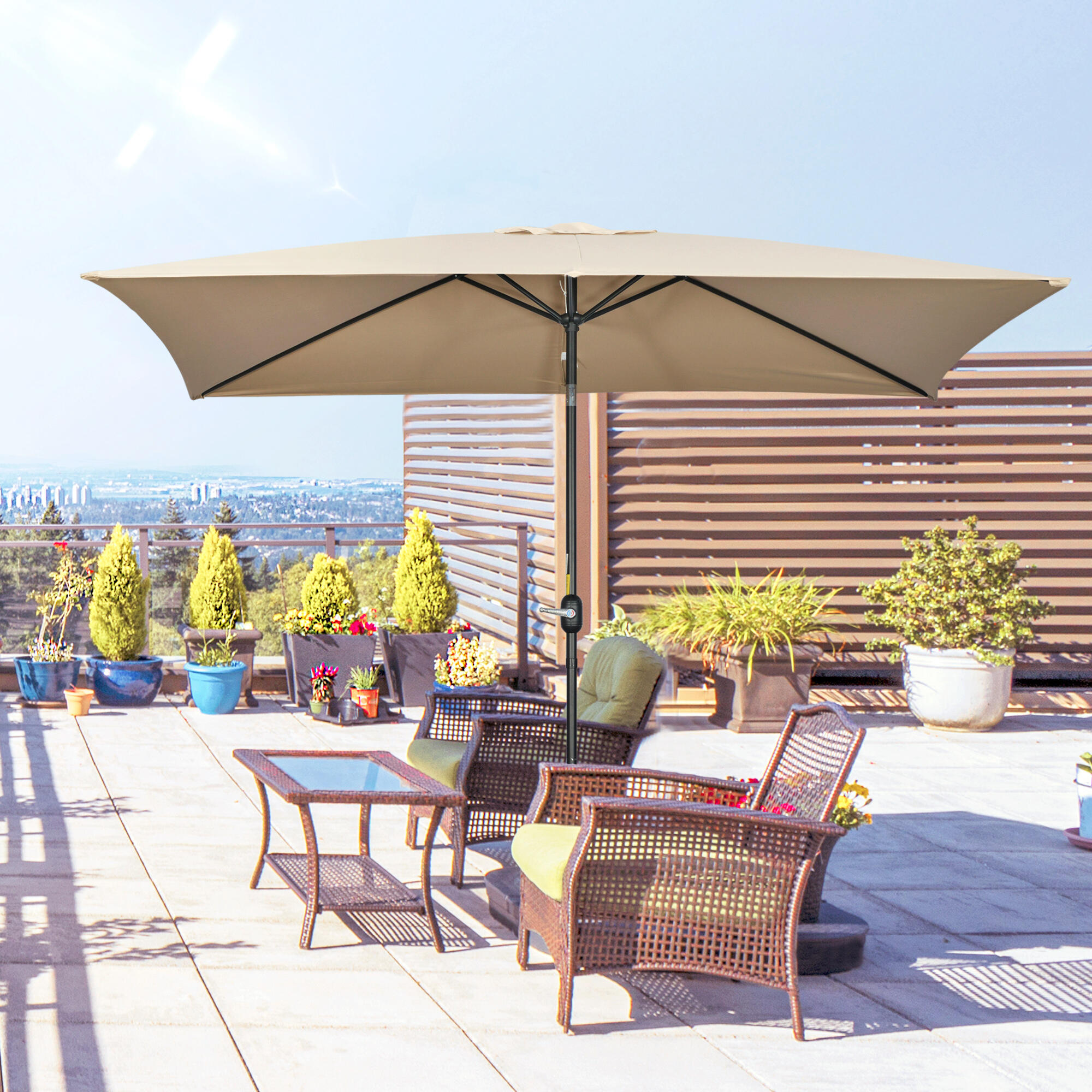 Sombrilla Outsunny 195x295x253 cm Caqui 2/7