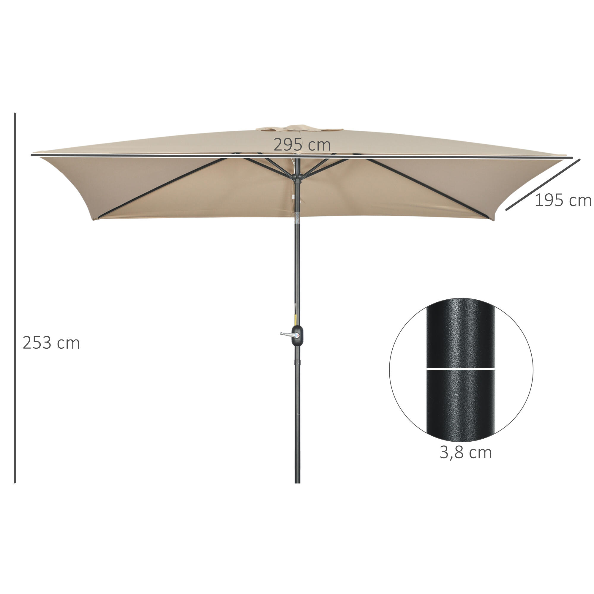 Sombrilla Outsunny 195x295x253 cm Caqui 3/7