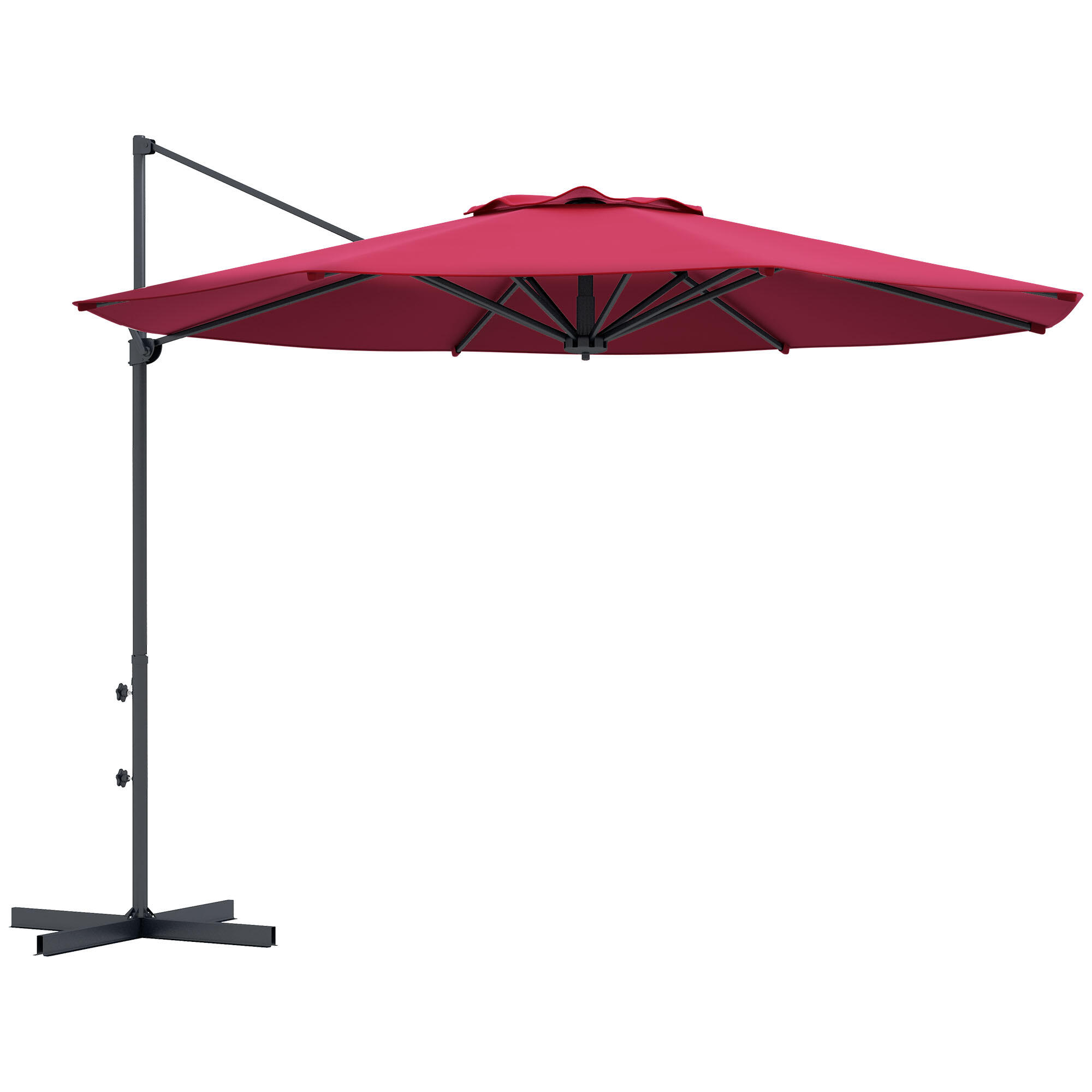 Metal e poliéster ø294x242 cm vermelho de vinho tinto Outsunny