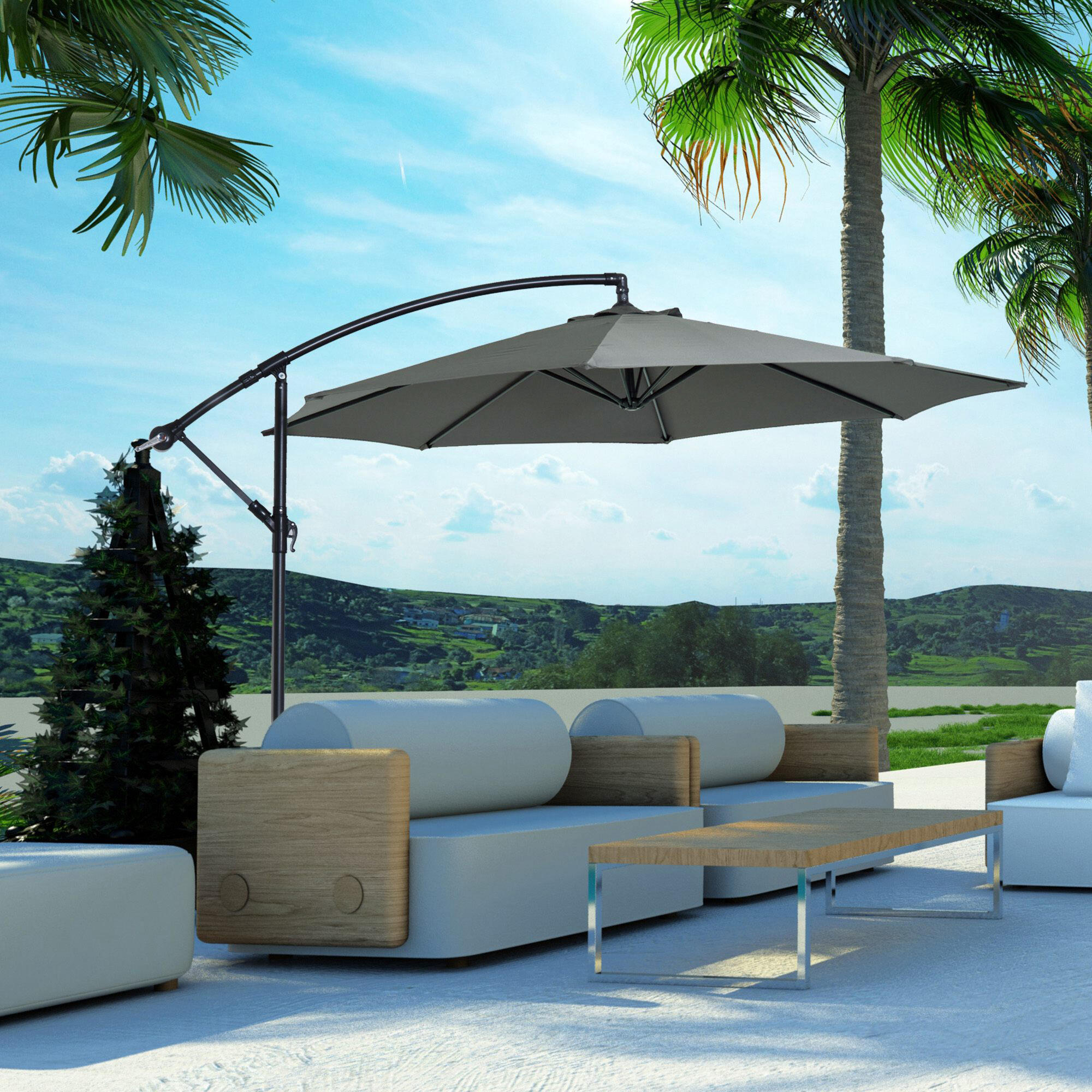 Chapéu de Sol de Jardim Outsunny 295x295x245 cm Cinzento 2/7