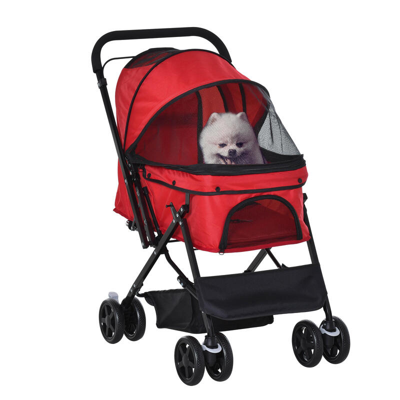 Cochecito para Mascotas PawHut 76,5x52x95 cm Rojo