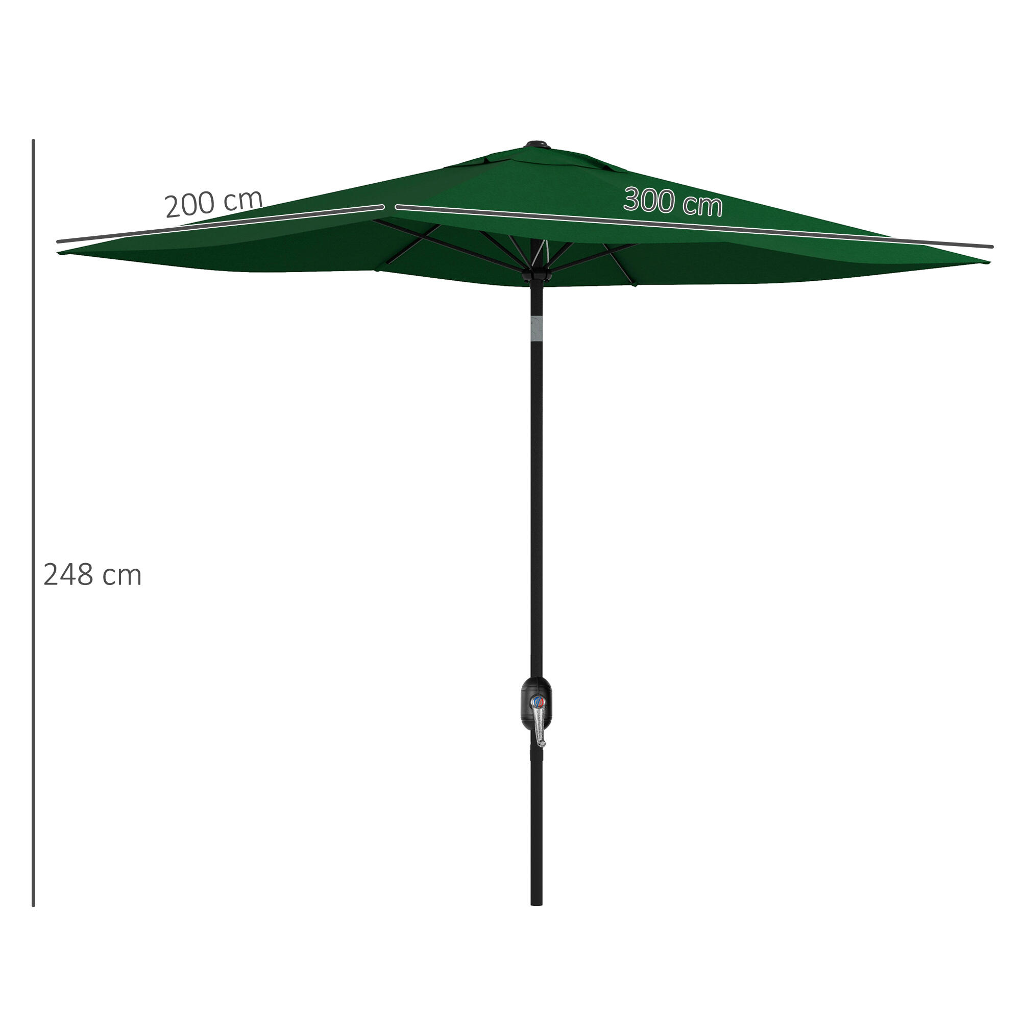 Sombrilla Outsunny 300x200x248 cm Verde 3/7