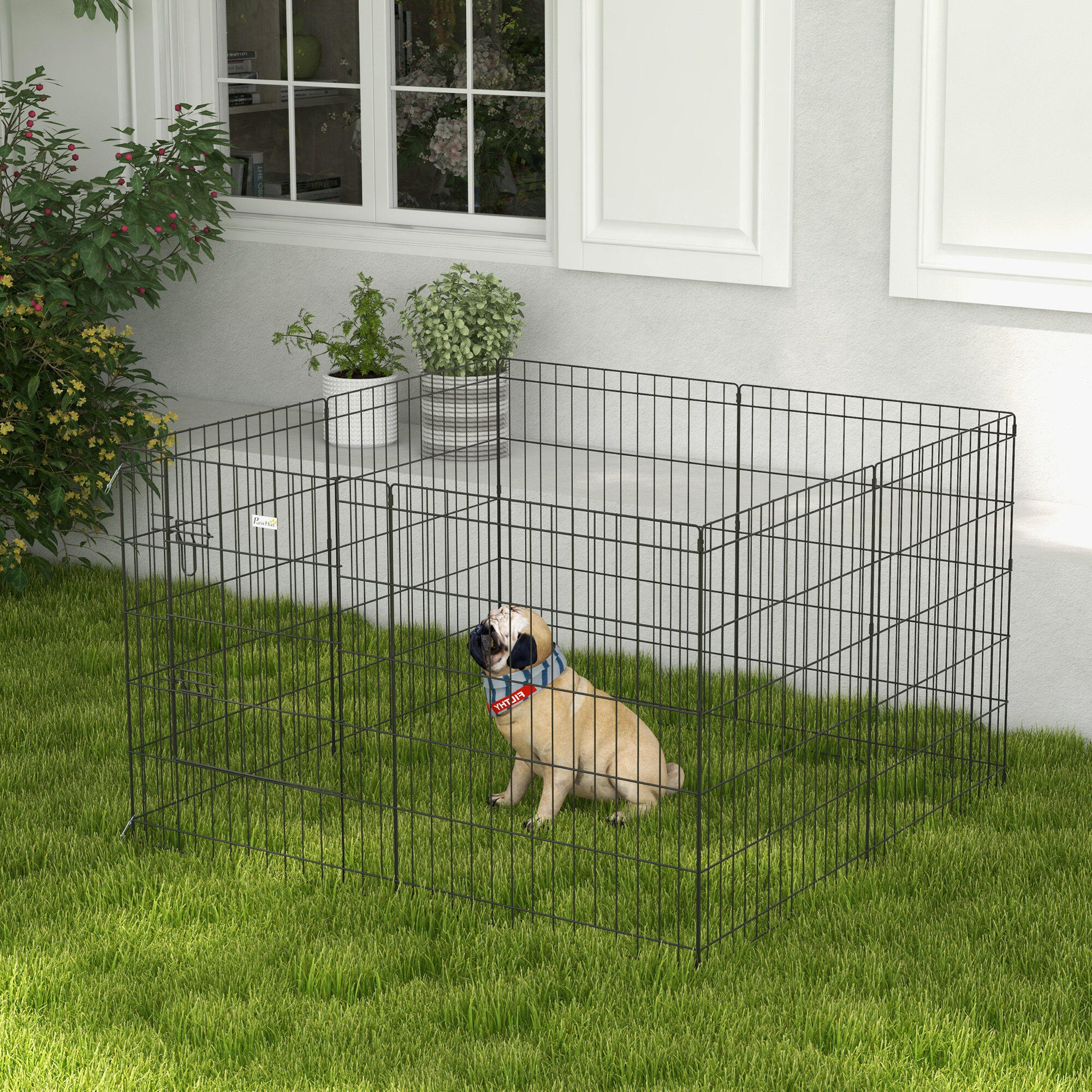 Parque para cães 76x61cm preto PawHut 2/7