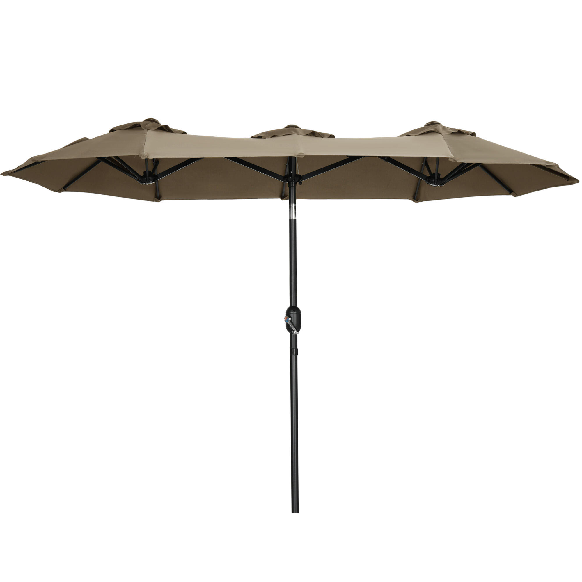 Chapéu de sol duplo 285x147x227cm cinzento Outsunny