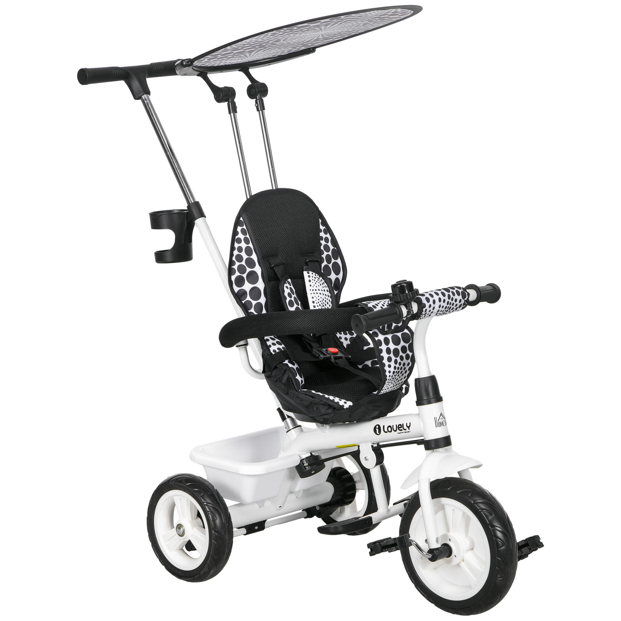 HOMCOM Triciclo para bebês 105x47x98 cm branco HOMCOM
