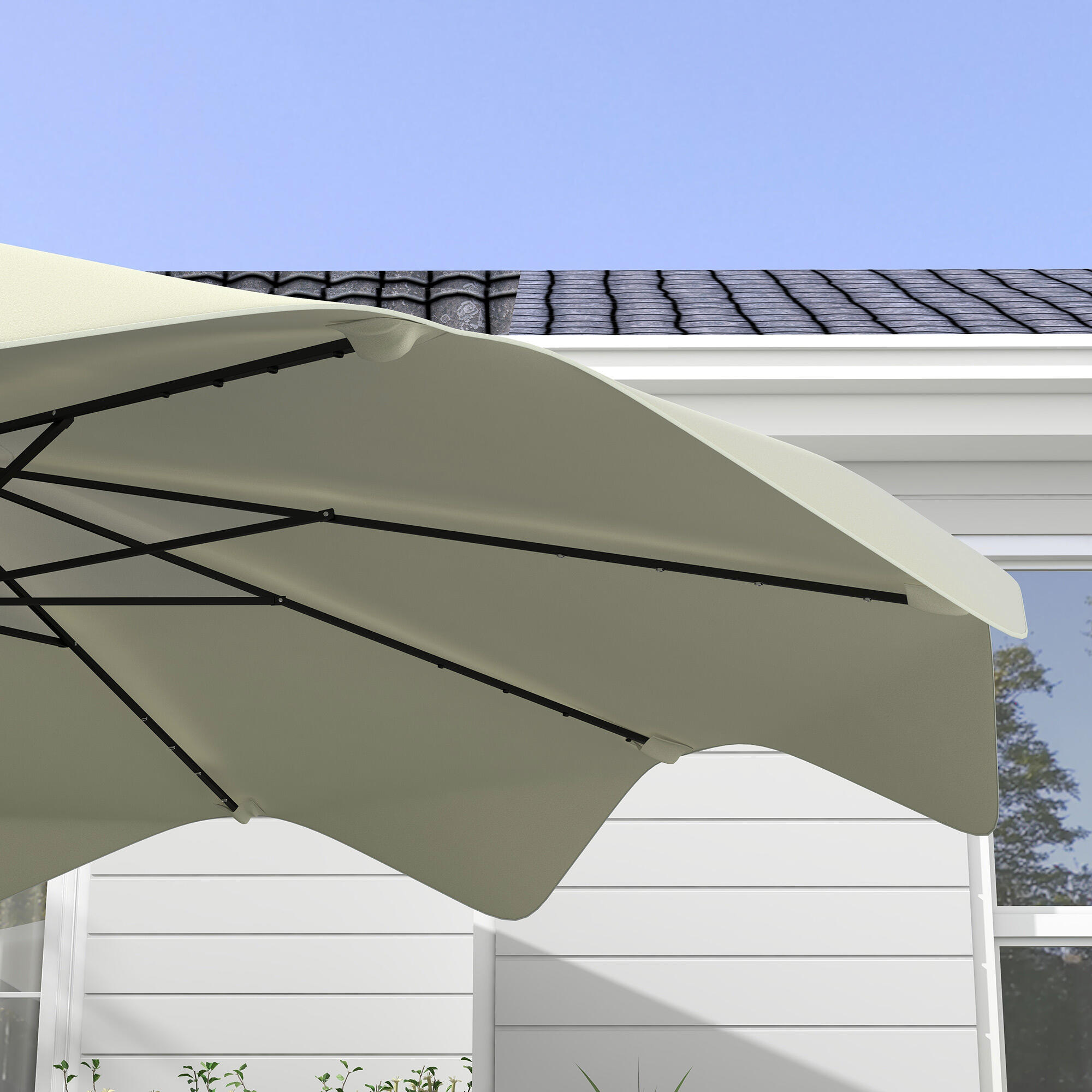 Metal e poliéster ø292x248 cm creme branco Outsunny 5/7
