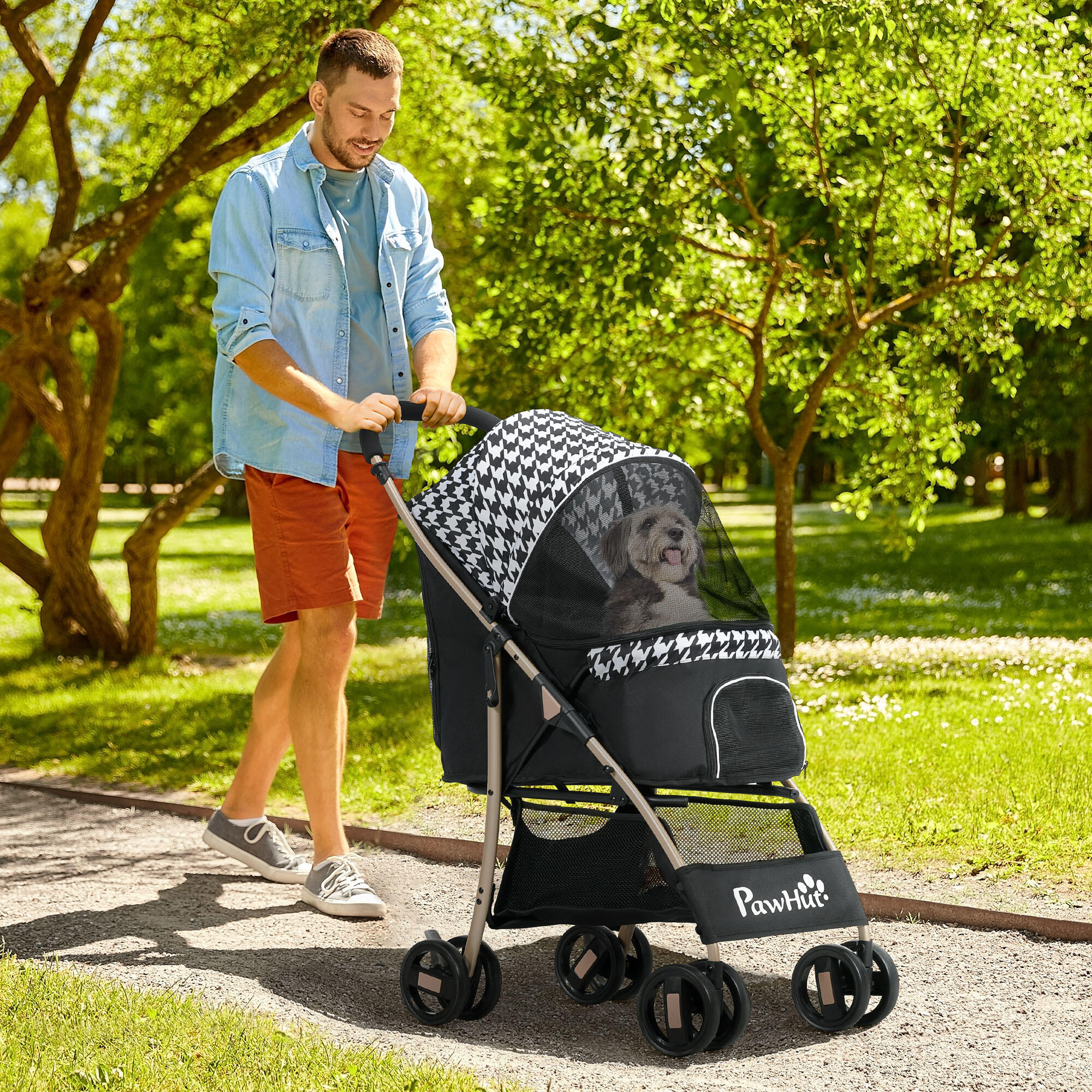 Cochecito para Perros PawHut 80x44.5x97 cm Negro 2/7
