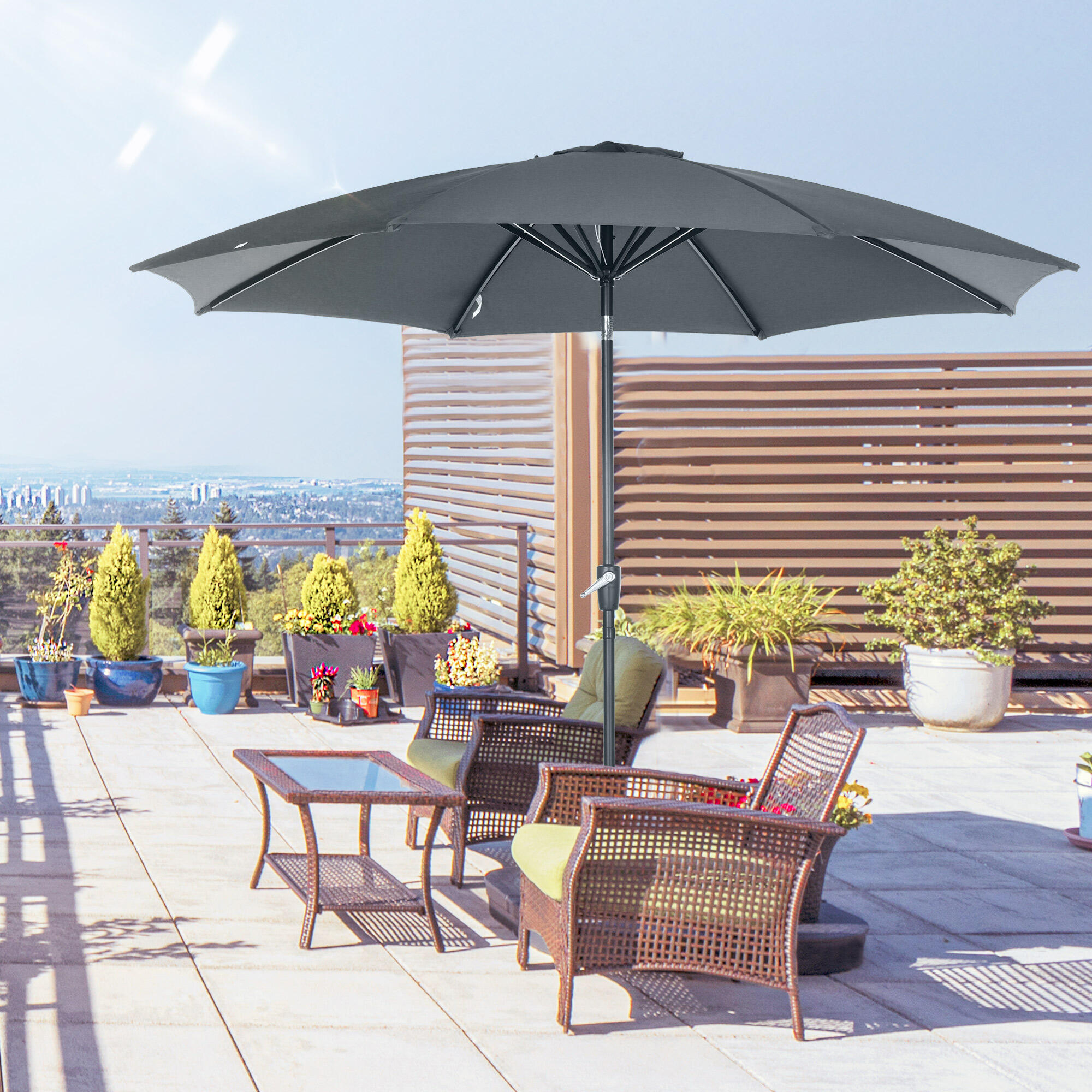 Sombrilla Outsunny 300x300x252 cm Gris 2/7