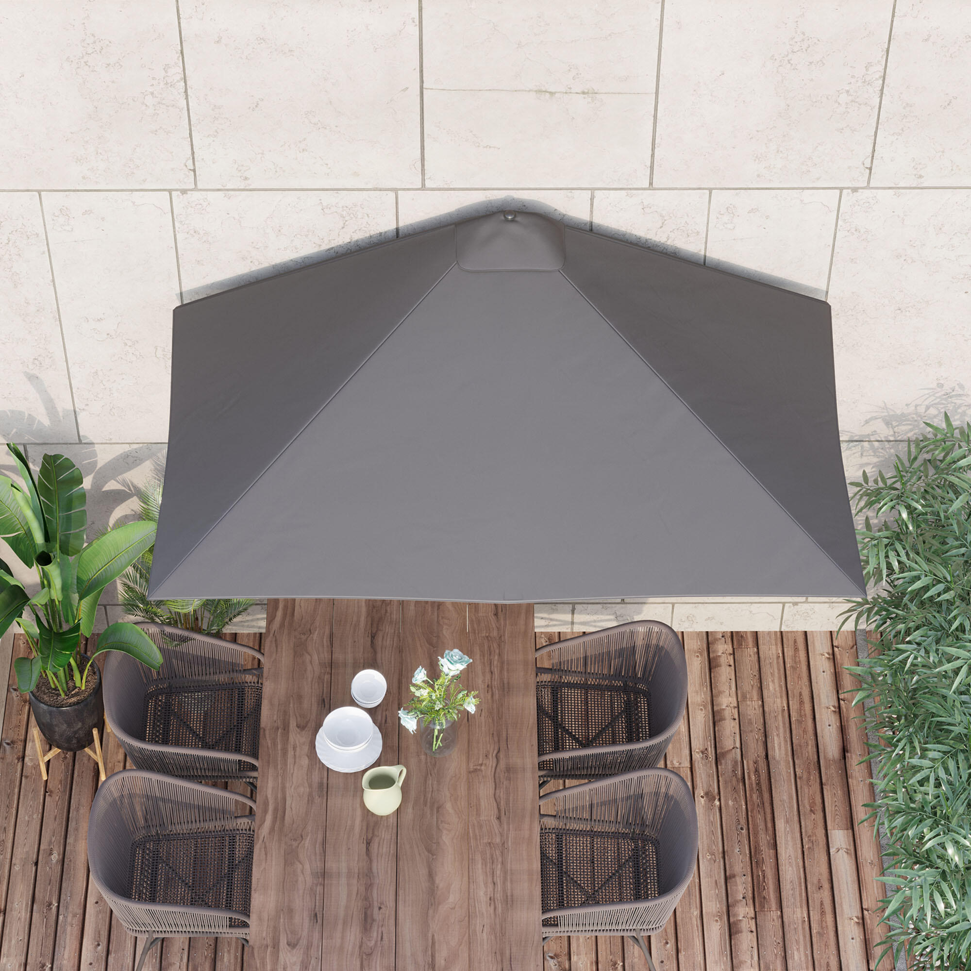 Sombrilla Outsunny 230x130x245 cm Gris 4/7