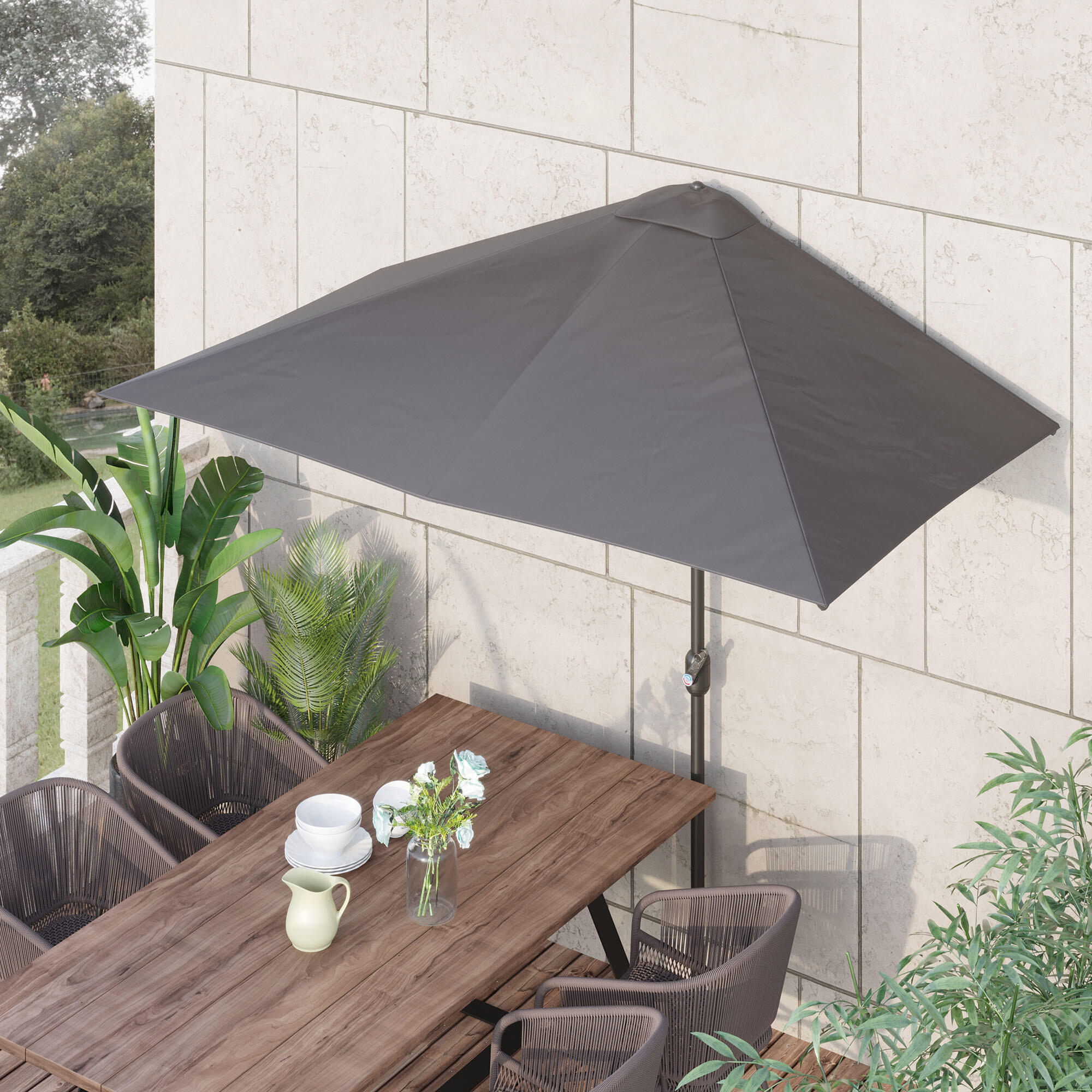 Sombrilla Outsunny 230x130x245 cm Gris 2/7