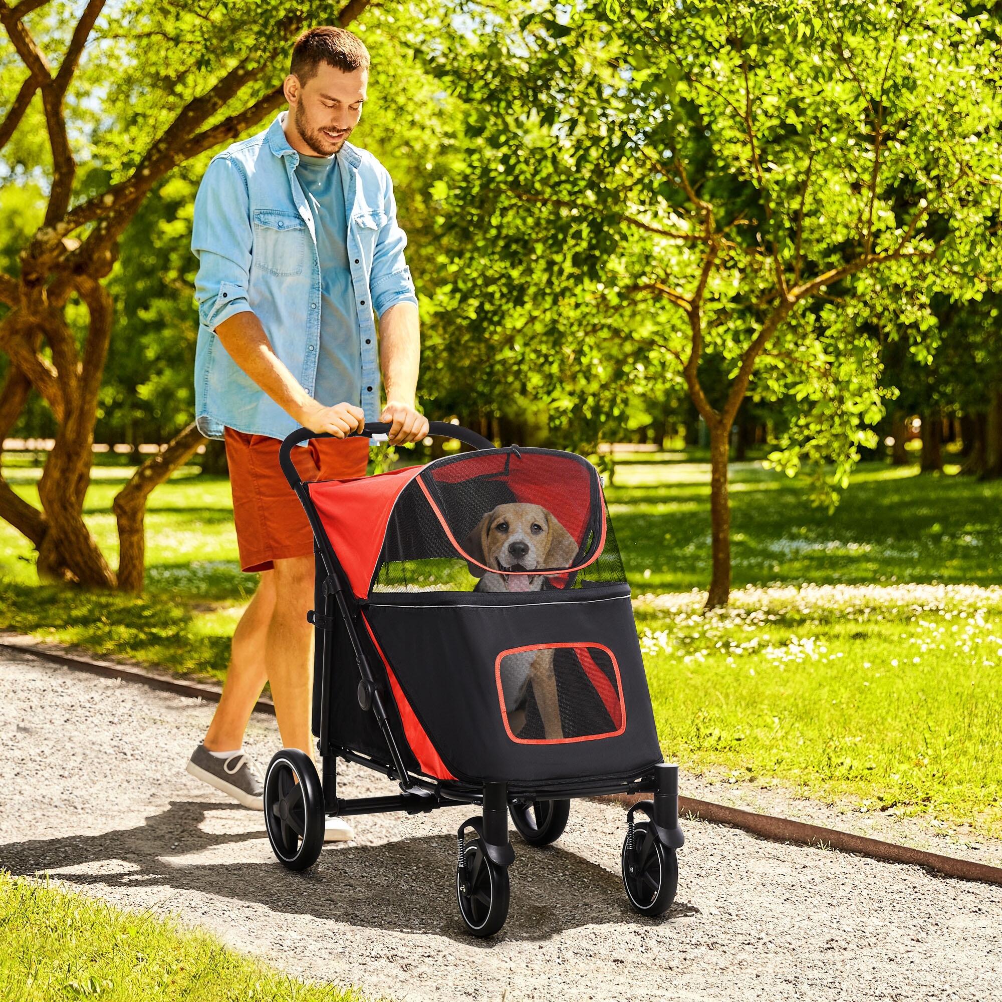 Cochecito para Mascotas PawHut 112x65x100 cm Rojo 2/6